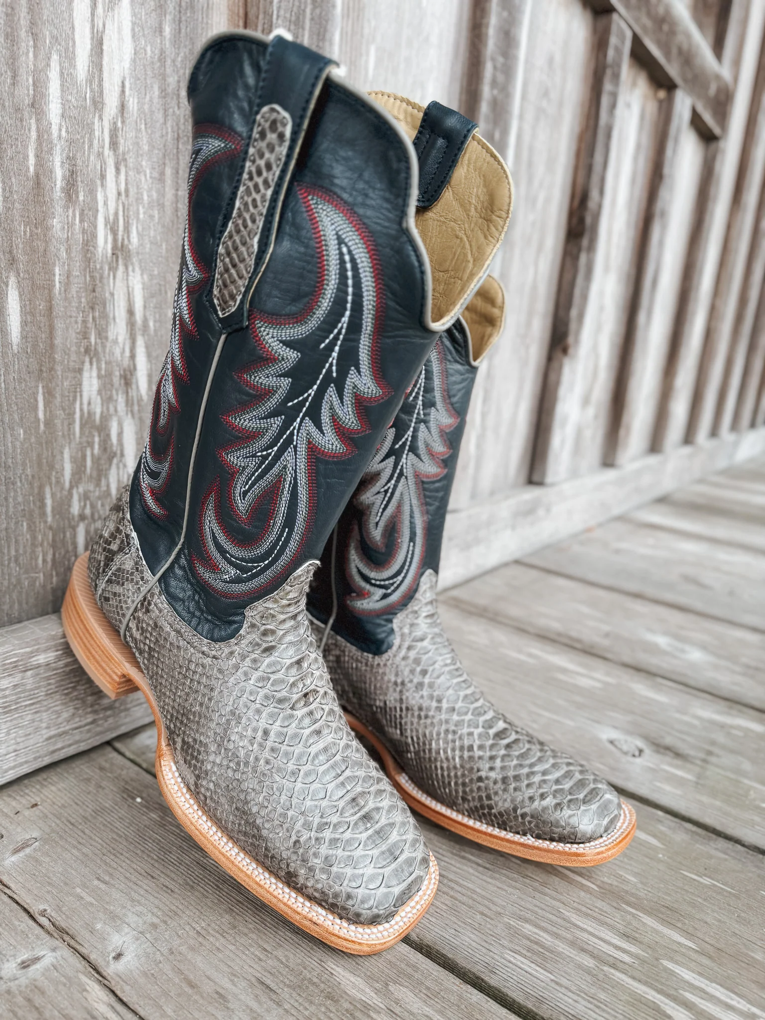 Men's Randy Watson Grey Sueded Back Cut Python Boots - Image 13