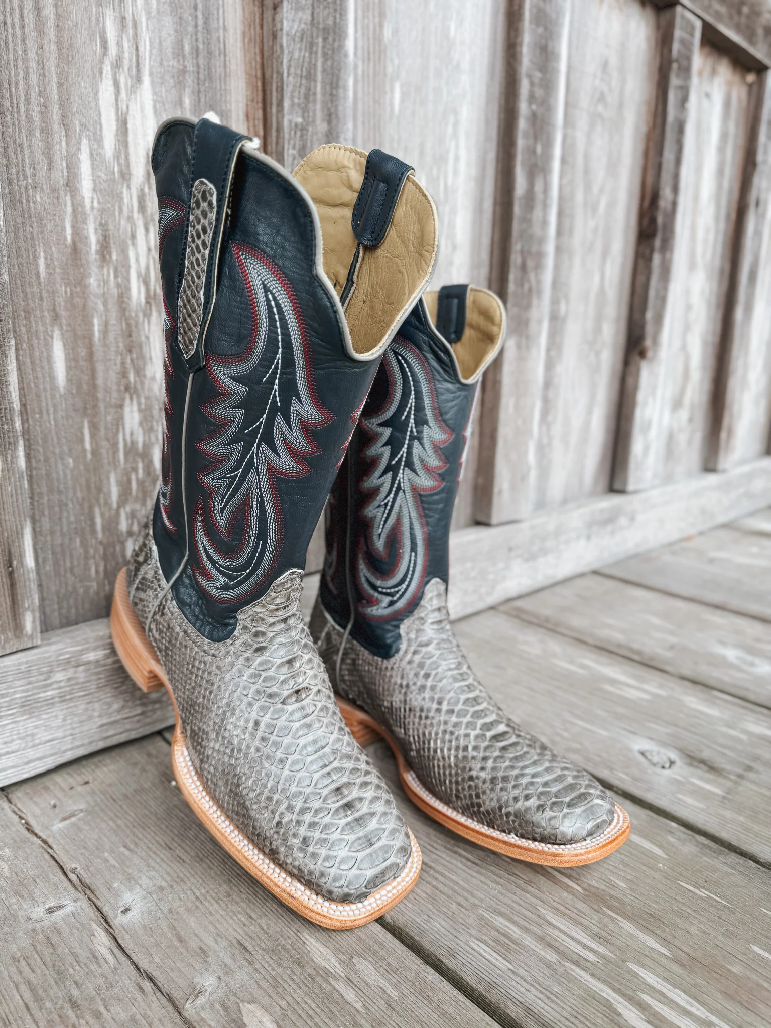 Men's Randy Watson Grey Sueded Back Cut Python Boots - Image 14