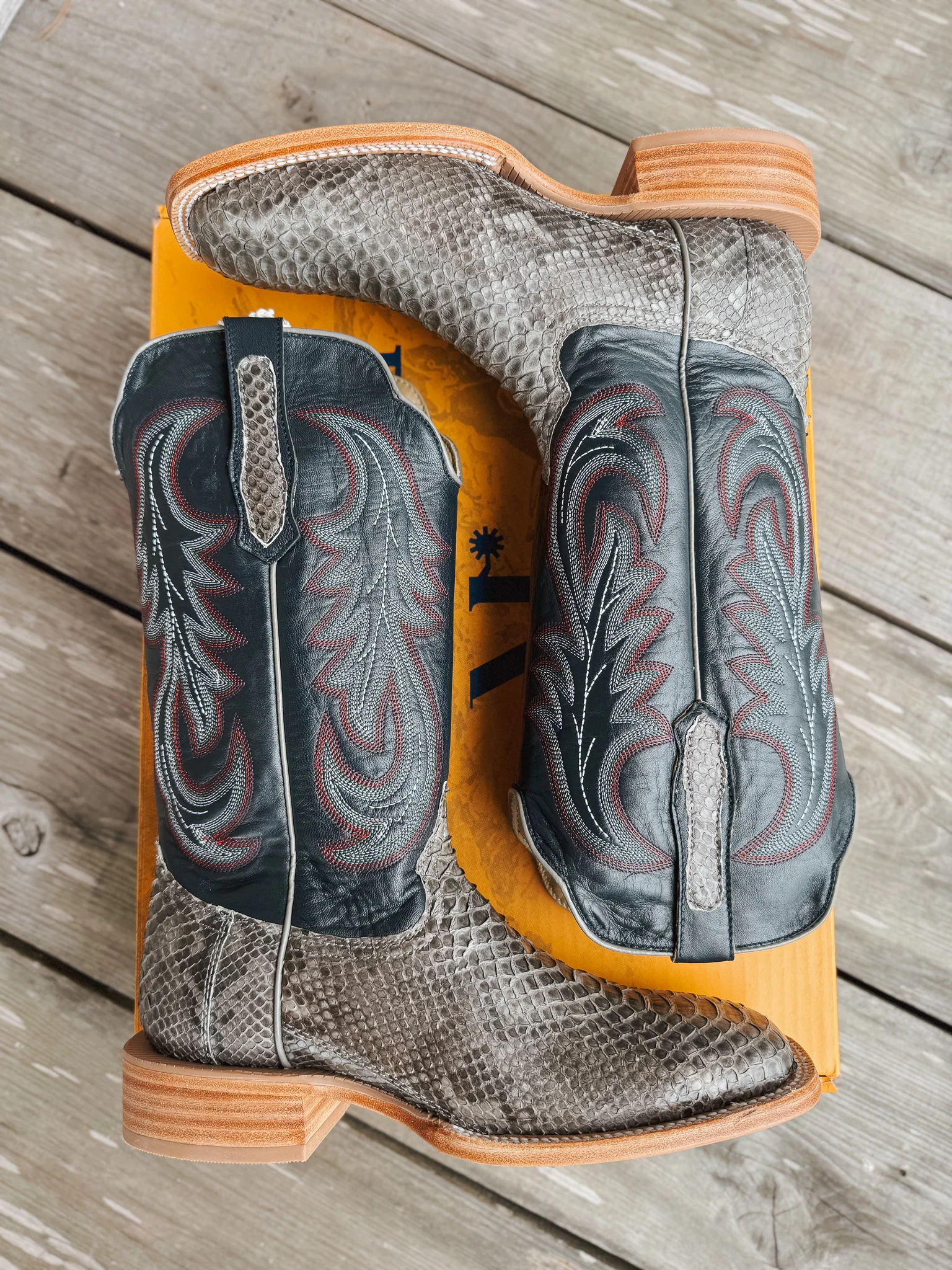 Men's Randy Watson Grey Sueded Back Cut Python Boots - Image 6