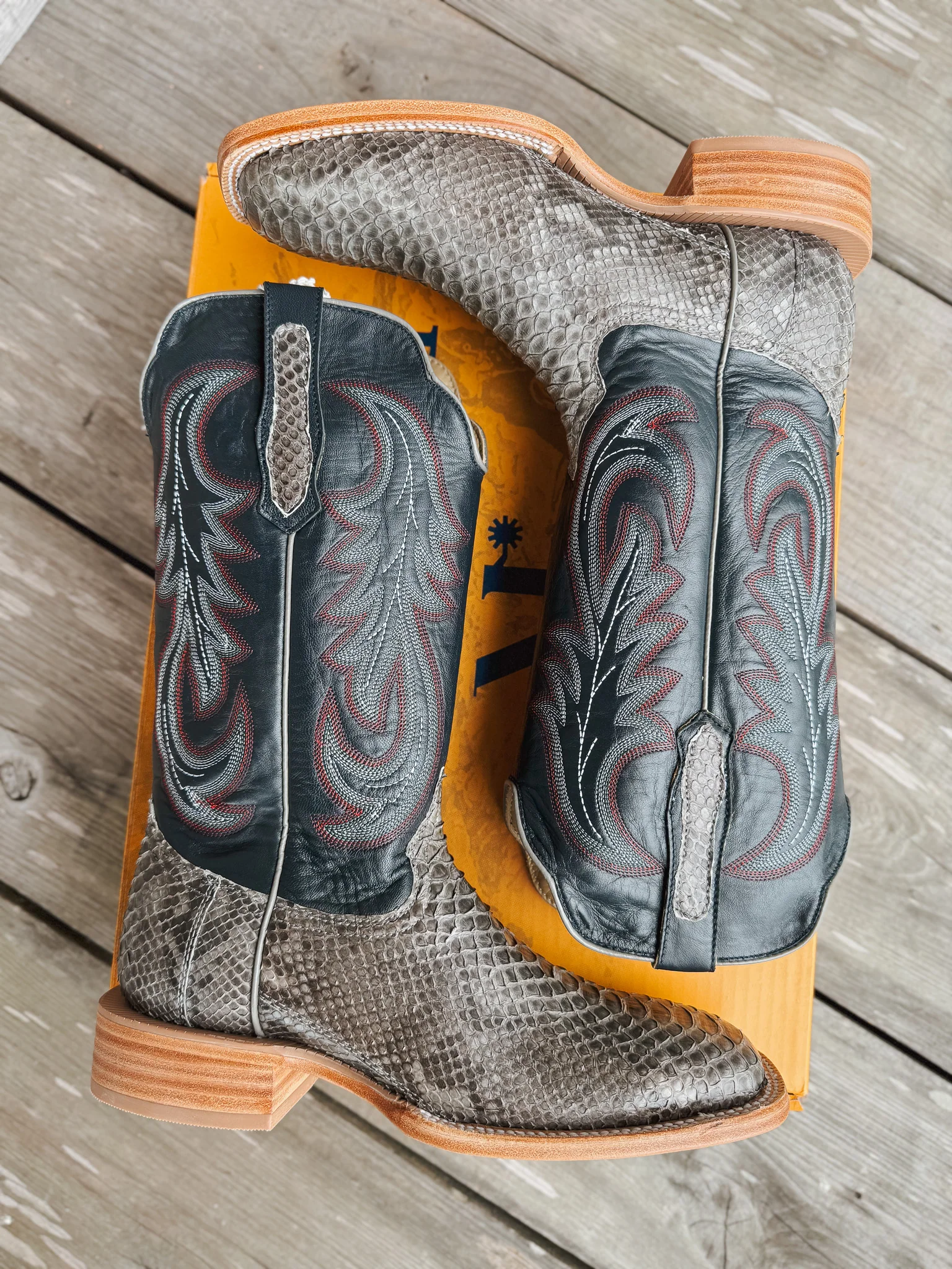 Men's Randy Watson Grey Sueded Back Cut Python Boots - Image 7