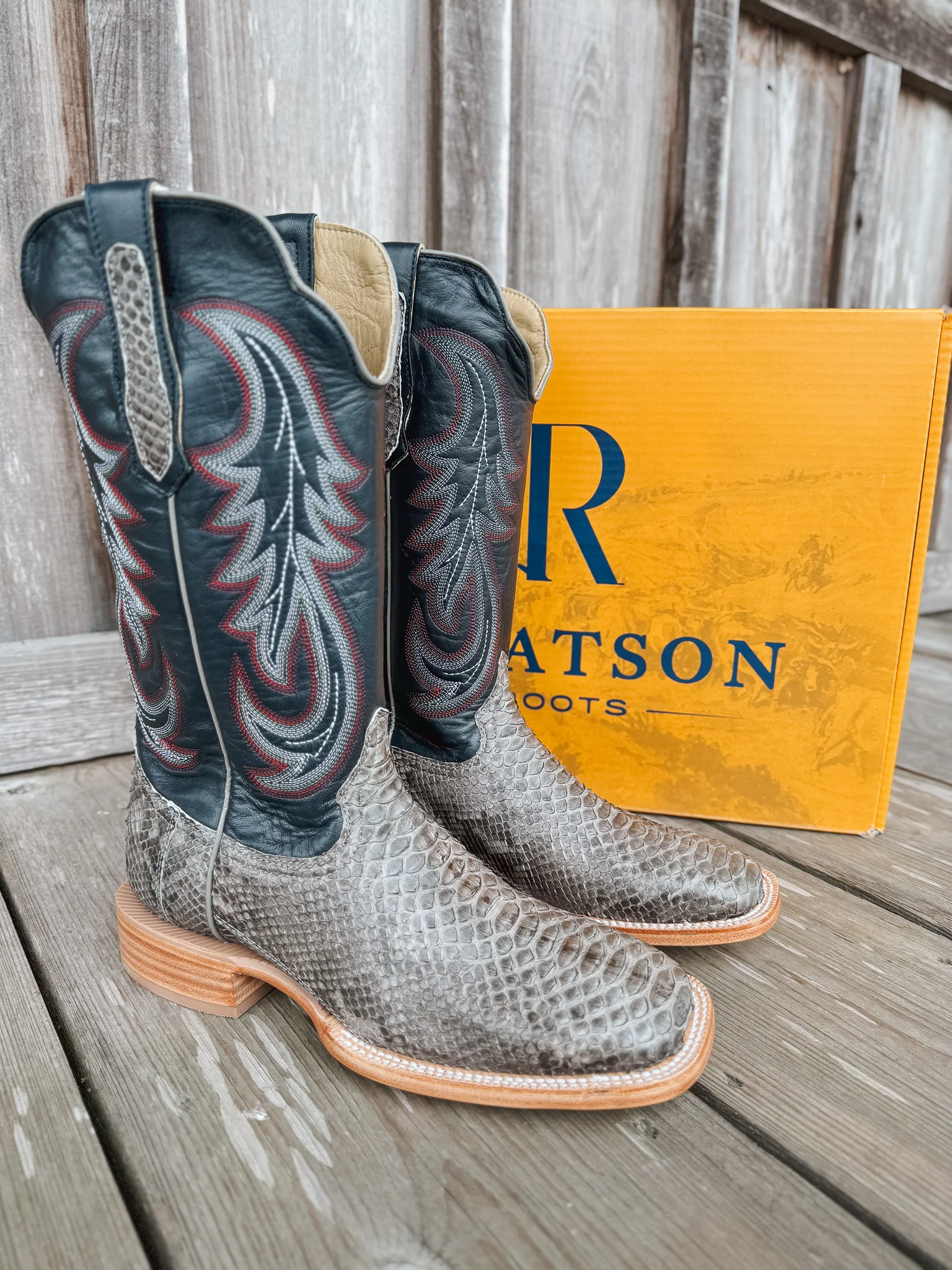 Men's Randy Watson Grey Sueded Back Cut Python Boots - Image 8