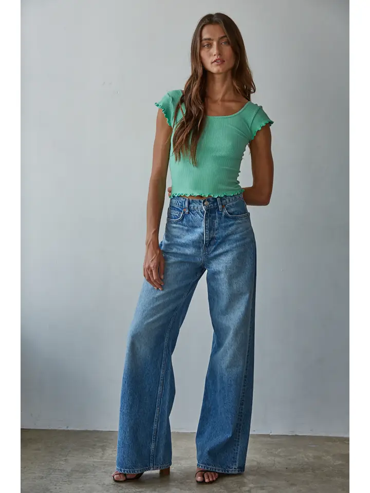 Forever Stylish Ribbed Top in Green - Image 5