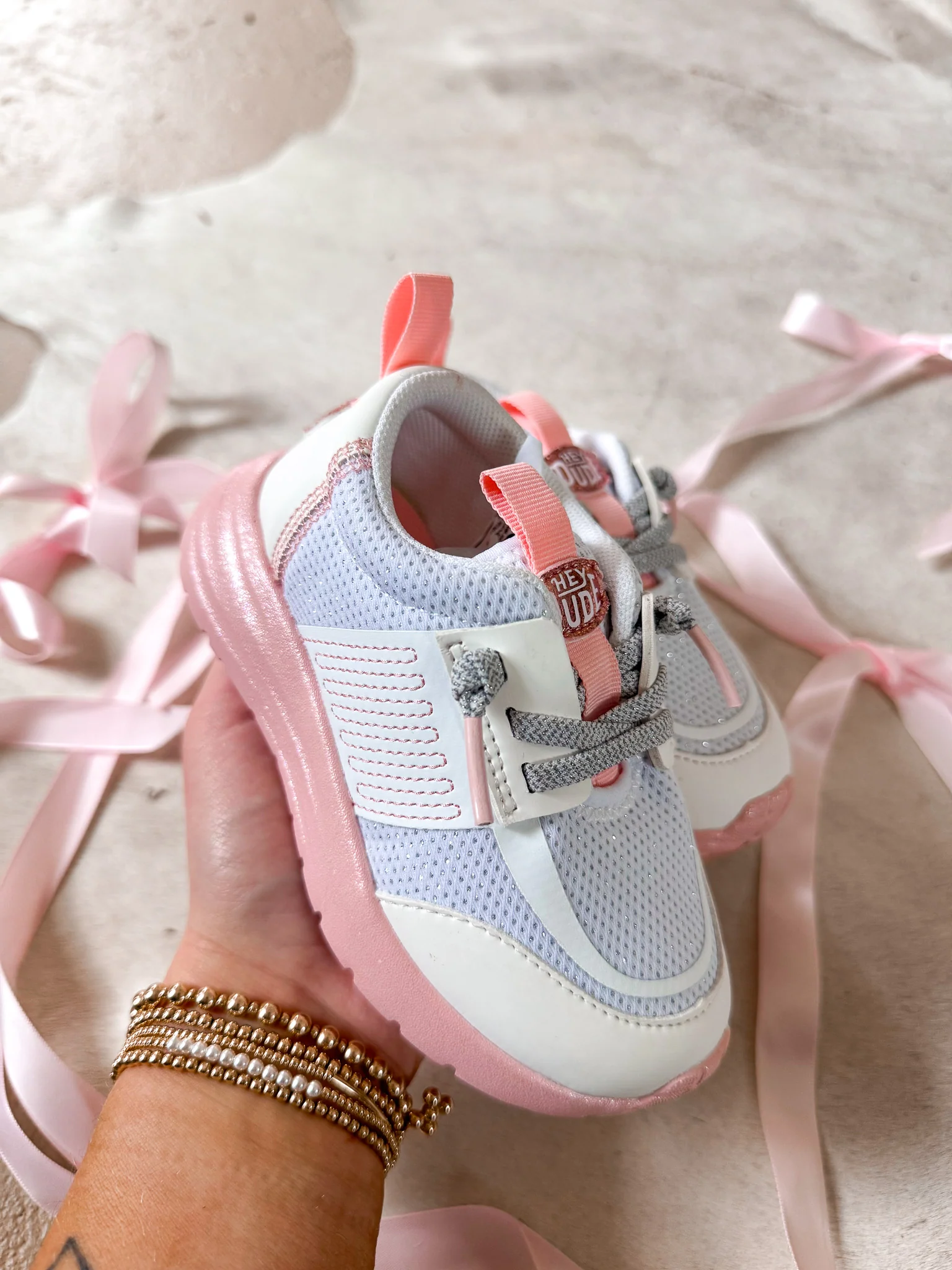 Youth Hey Dude Sirocco Play Pastel Ombre in White/Pink - Image 13
