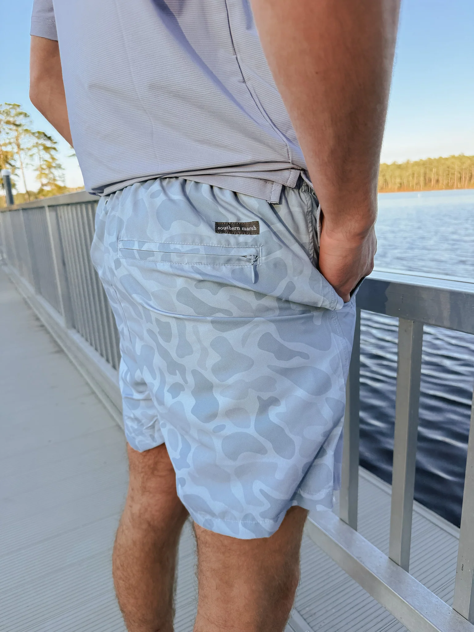 Men's Southern Marsh La Costa Lined Swim Trunk in Washed Slate Camo - Image 2