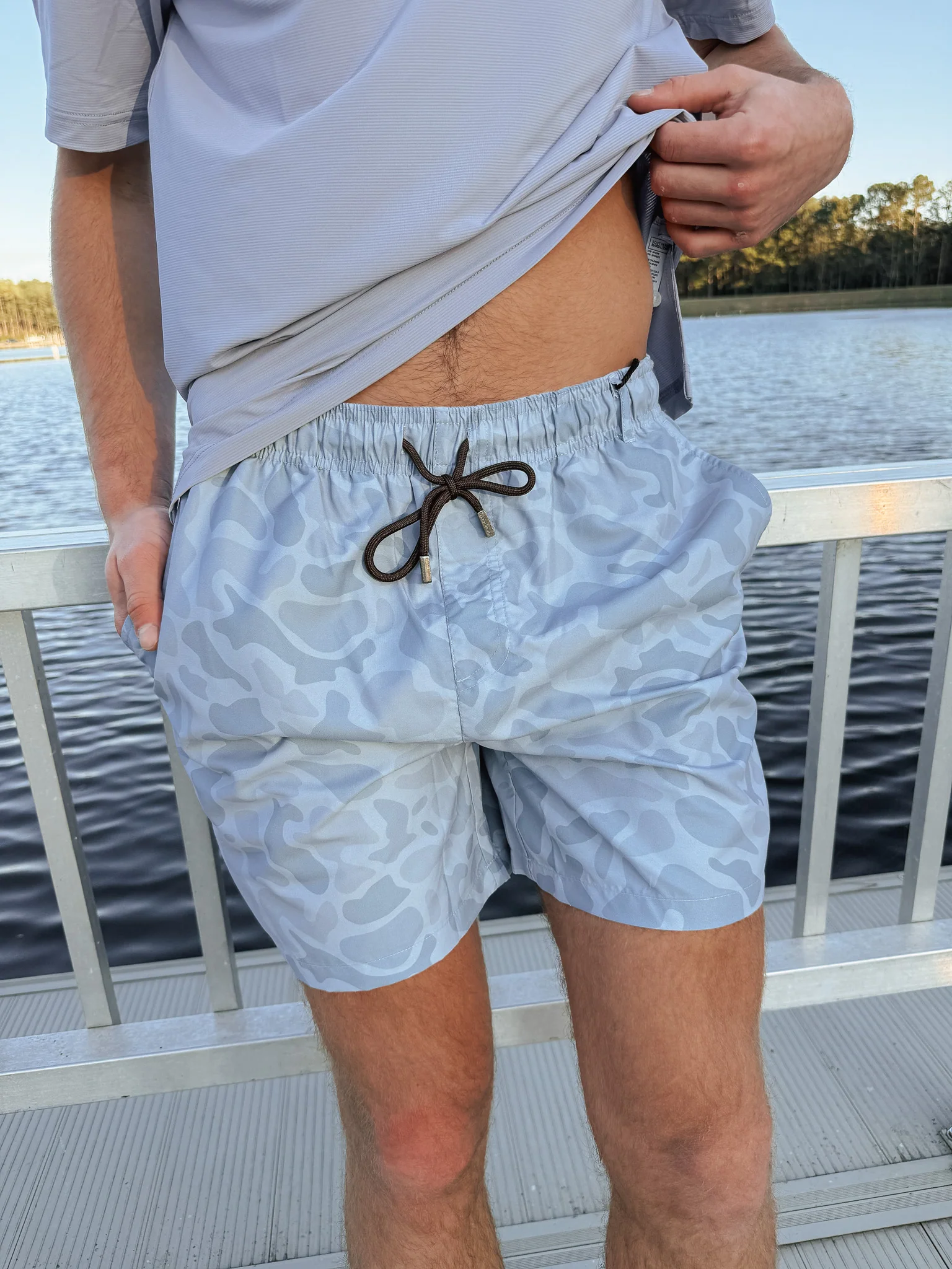 Men's Southern Marsh La Costa Lined Swim Trunk in Washed Slate Camo - Image 3