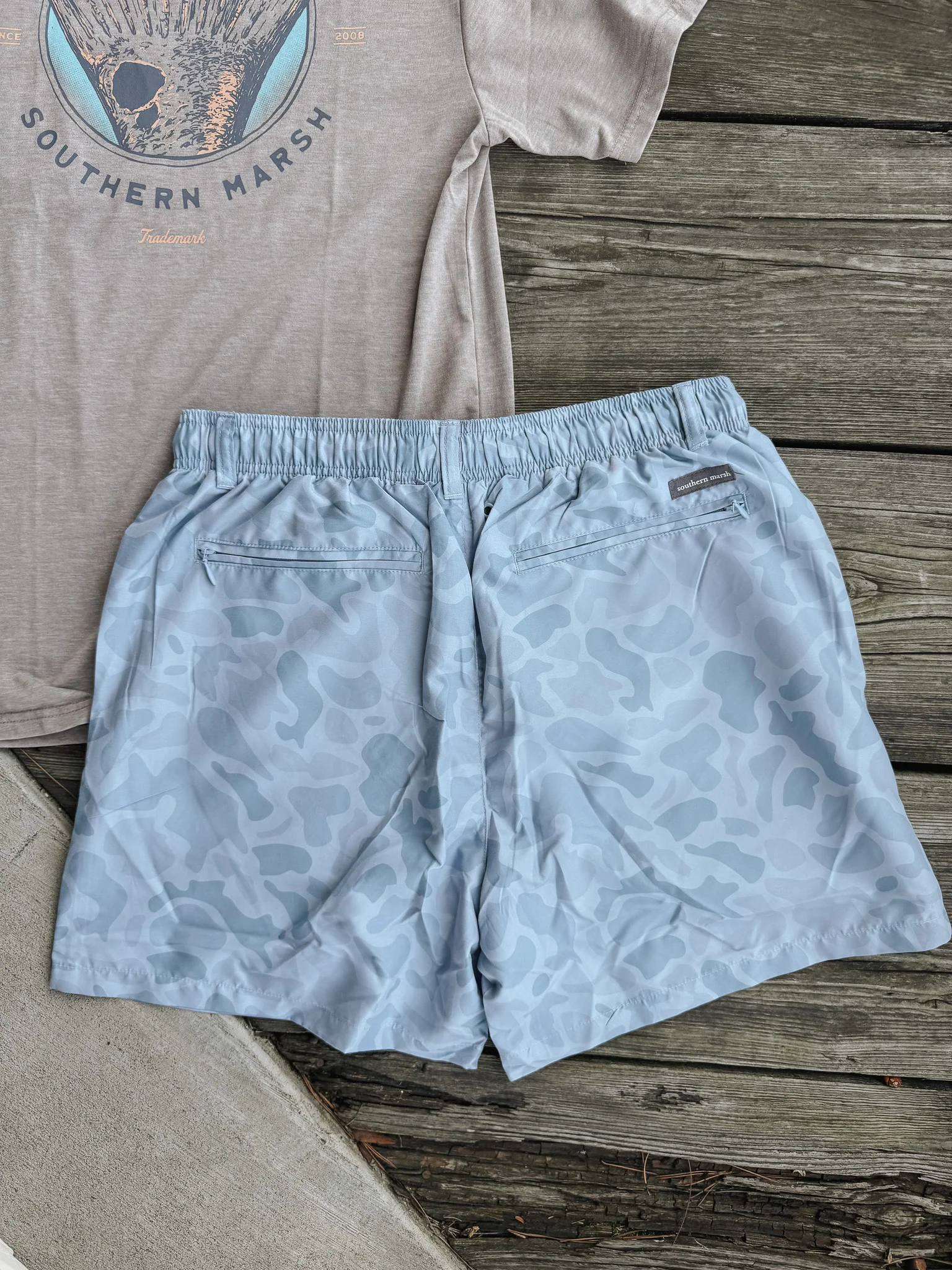 Men's Southern Marsh La Costa Lined Swim Trunk in Washed Slate Camo - Image 9