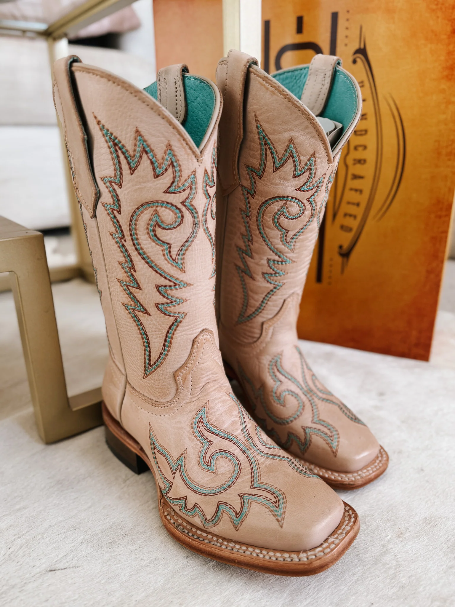 Youth Corral Flame Embroidered Bone White Boots - Image 3