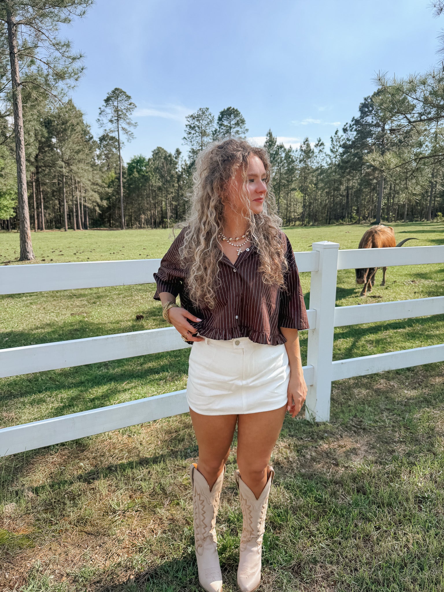Just Call Me Later Denim Skirt in White - Image 10