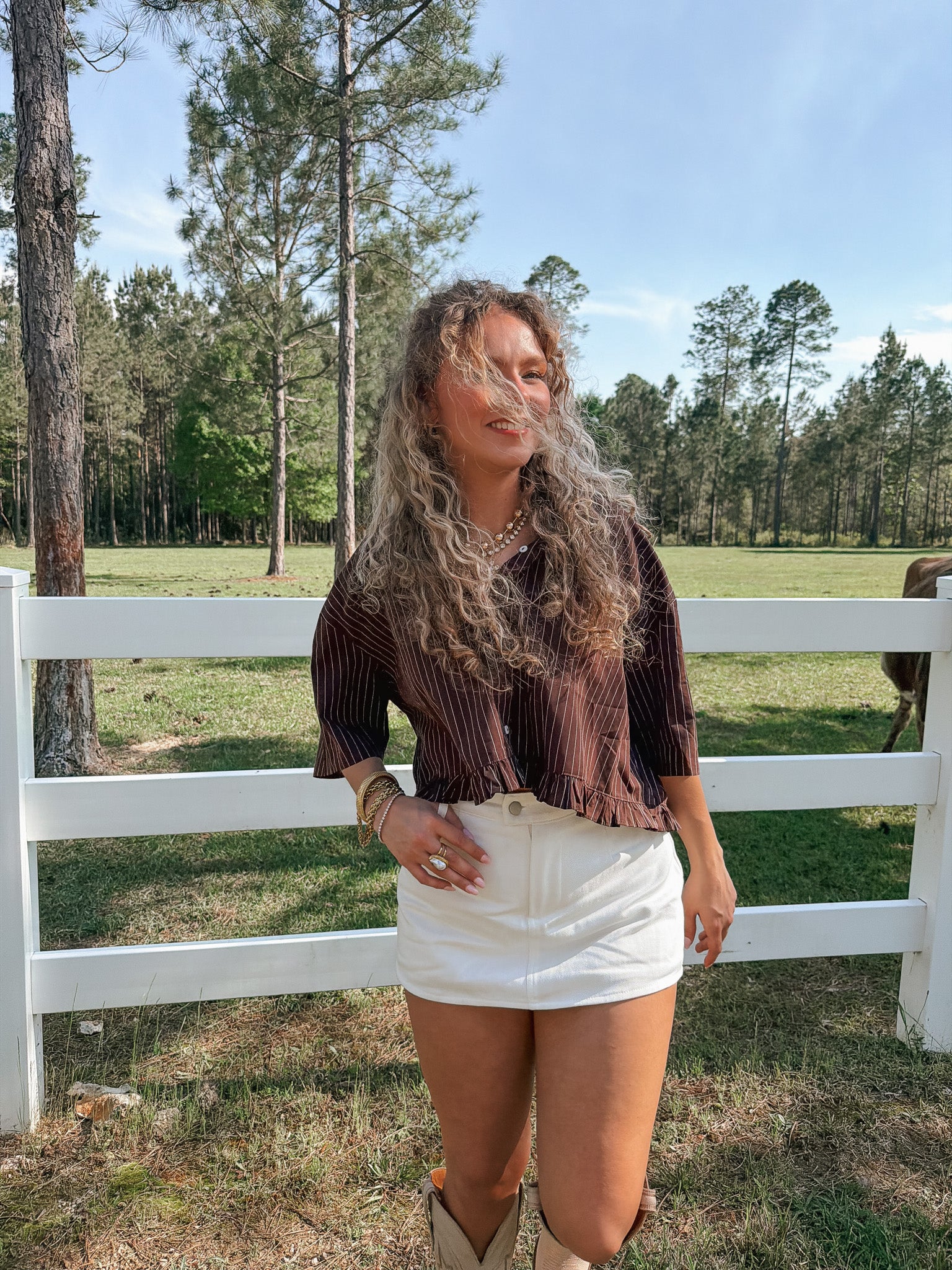 Just Call Me Later Denim Skirt in White - Image 3
