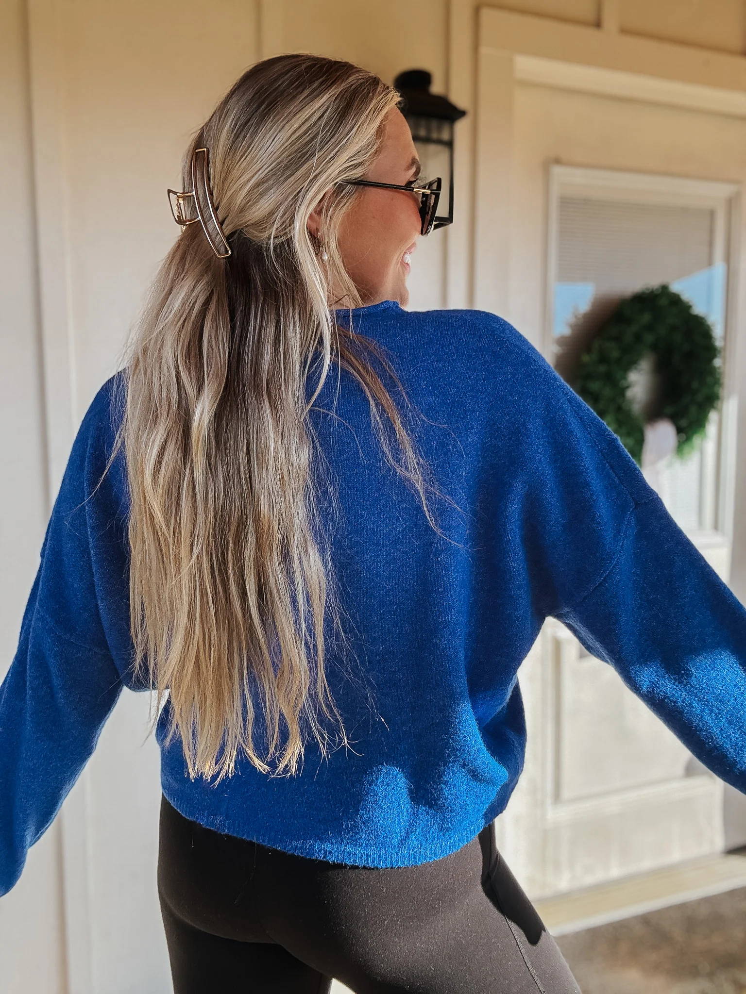Piper Cardigan Sweater in Blue - Image 3