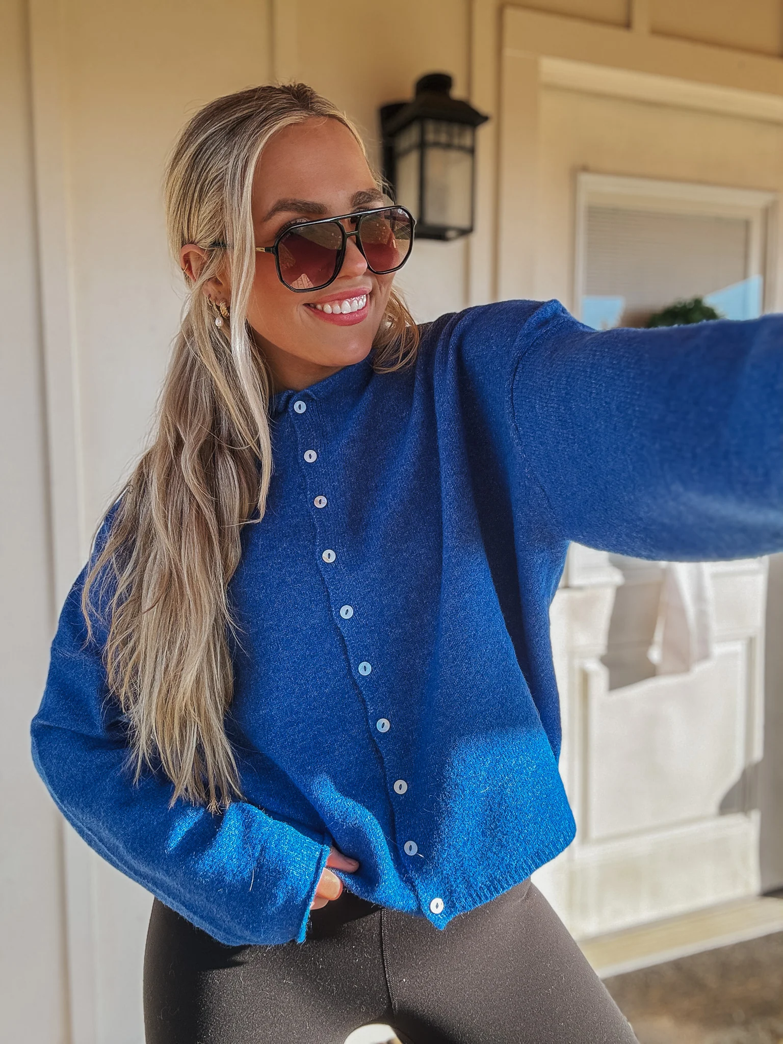 Piper Cardigan Sweater in Blue - Image 4