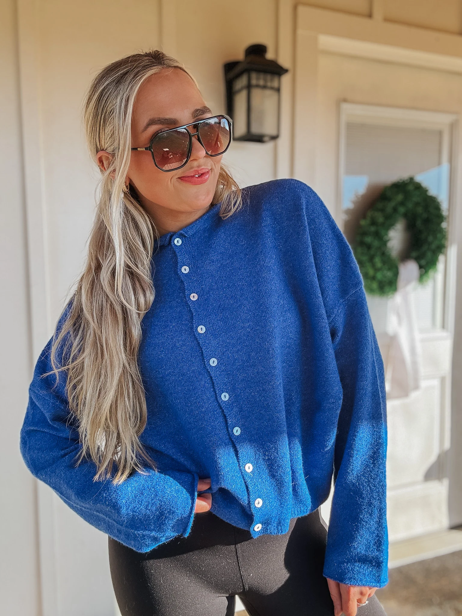 Piper Cardigan Sweater in Blue - Image 5