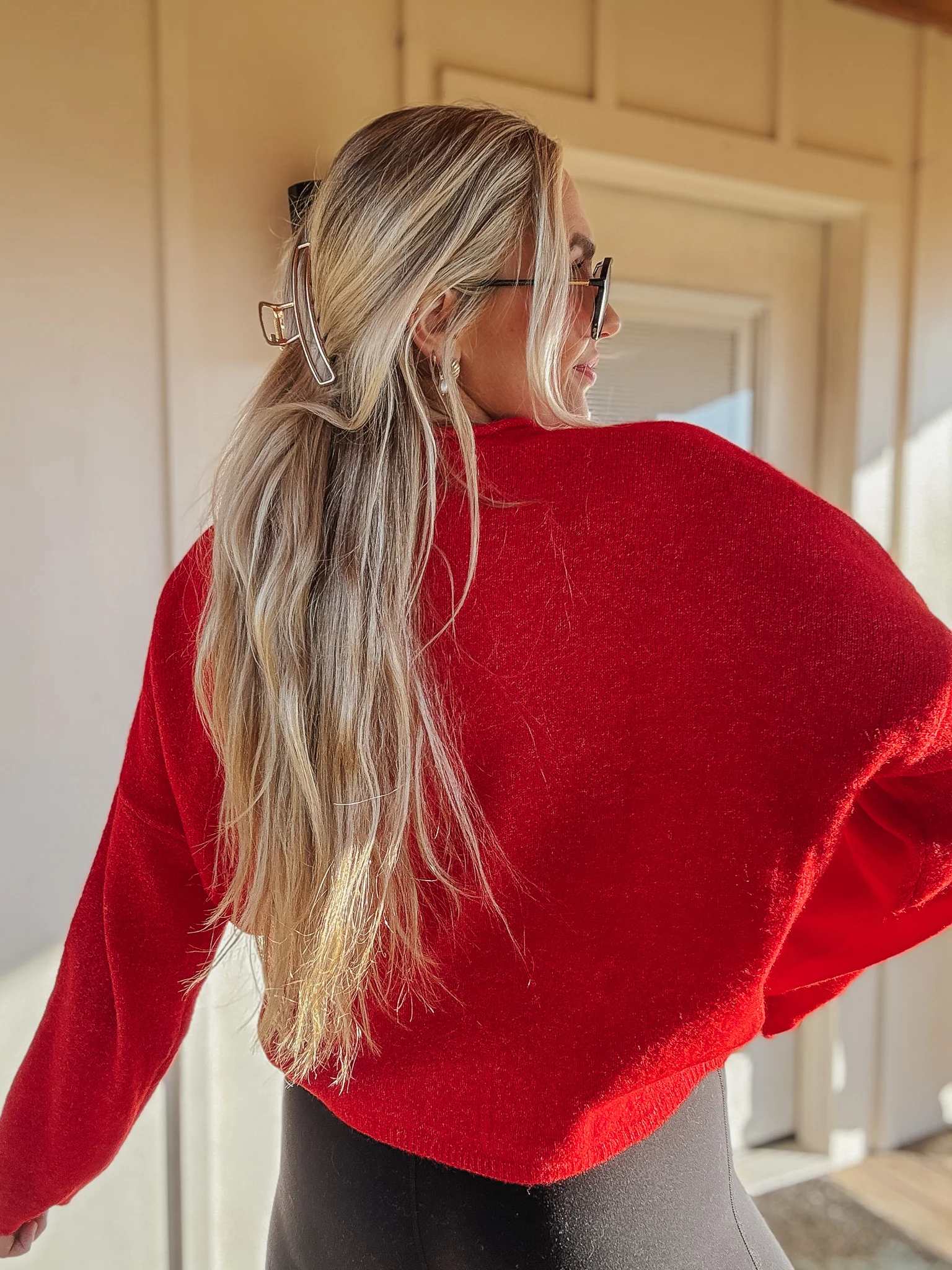 Piper Cardigan Sweater in Red - Image 3