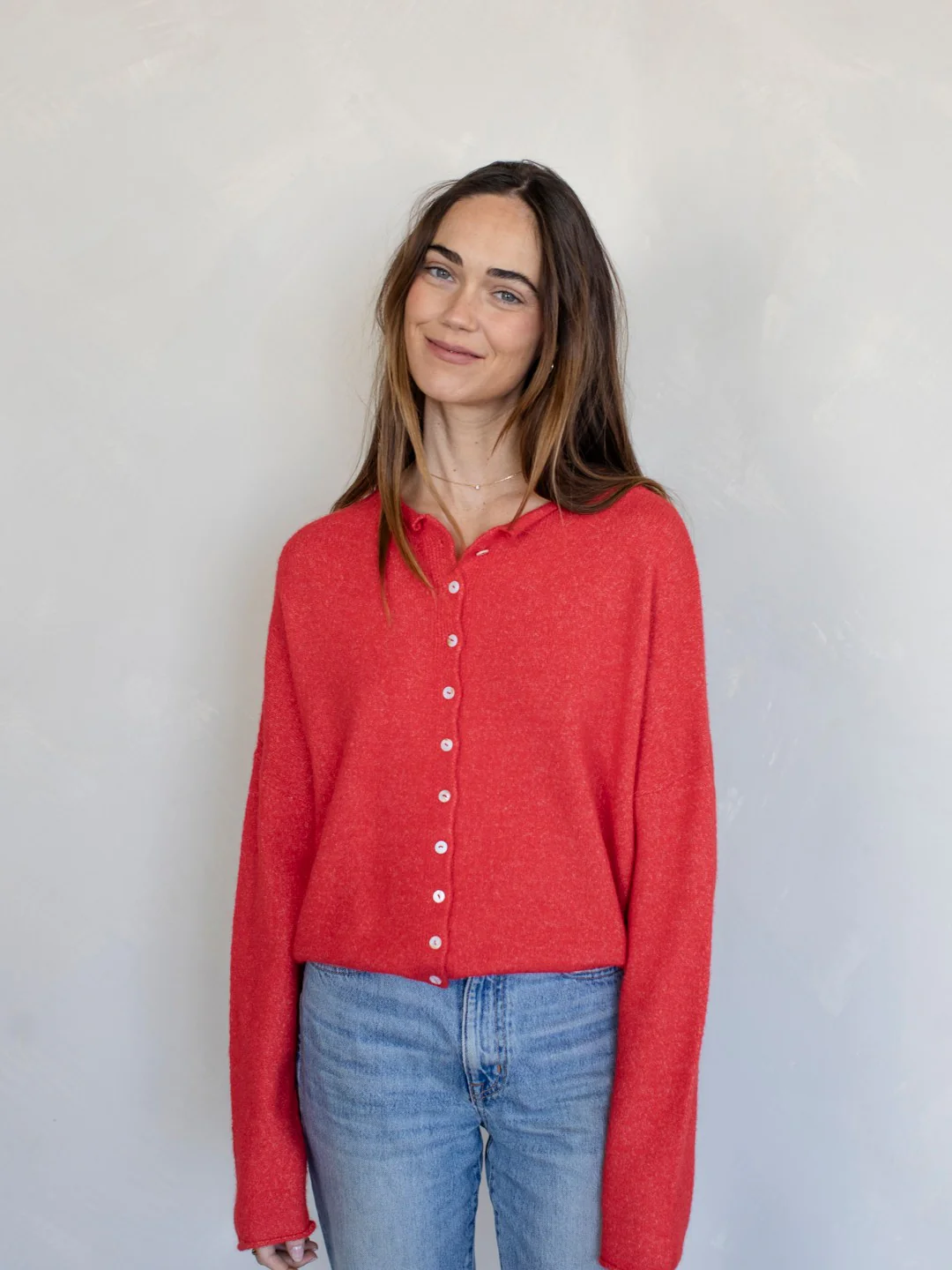 Piper Cardigan Sweater in Red - Image 8