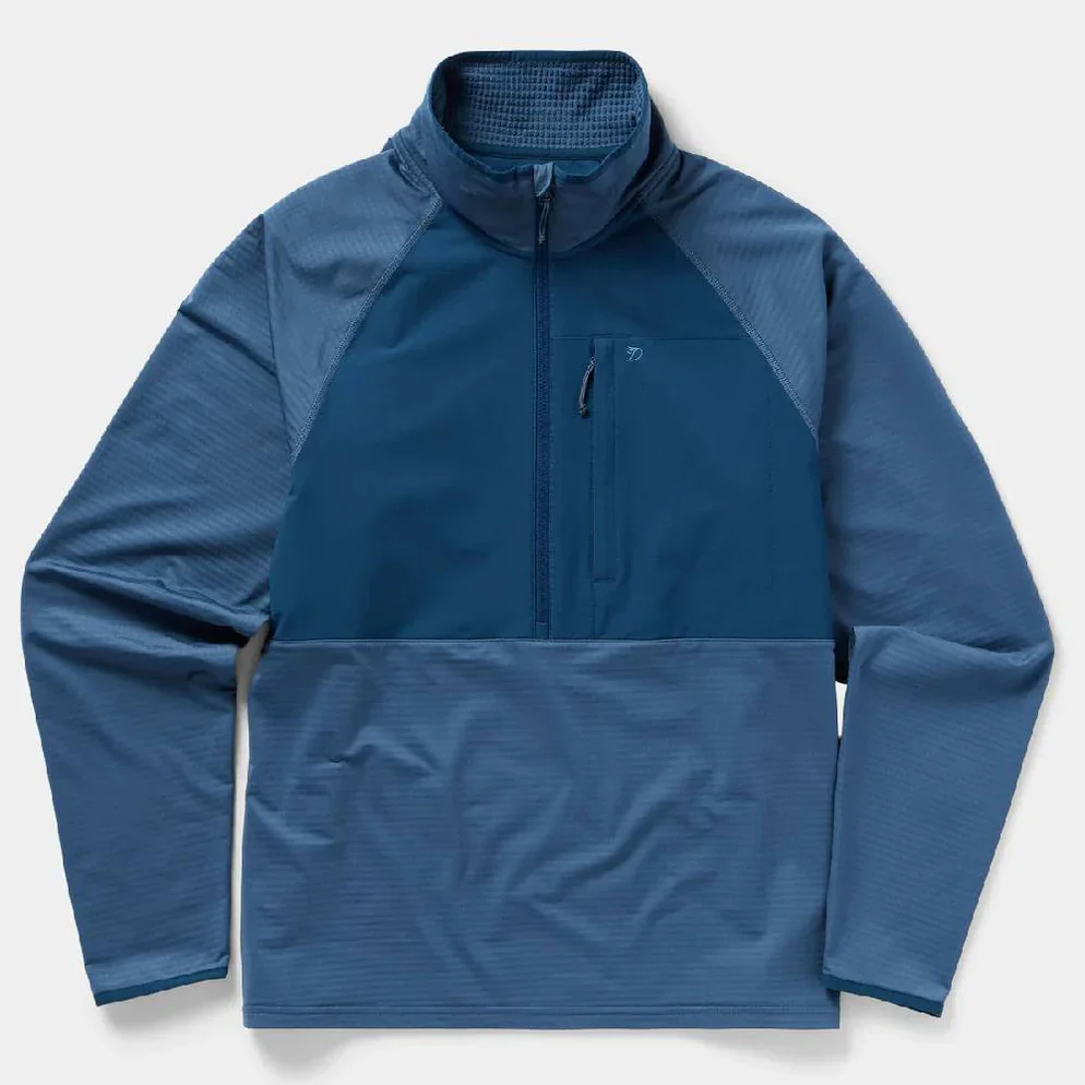 Duck Camp 1/2 Zip Lightweight Grid Tech Fleece Pullover in Bering Sea/Navy - Image 2