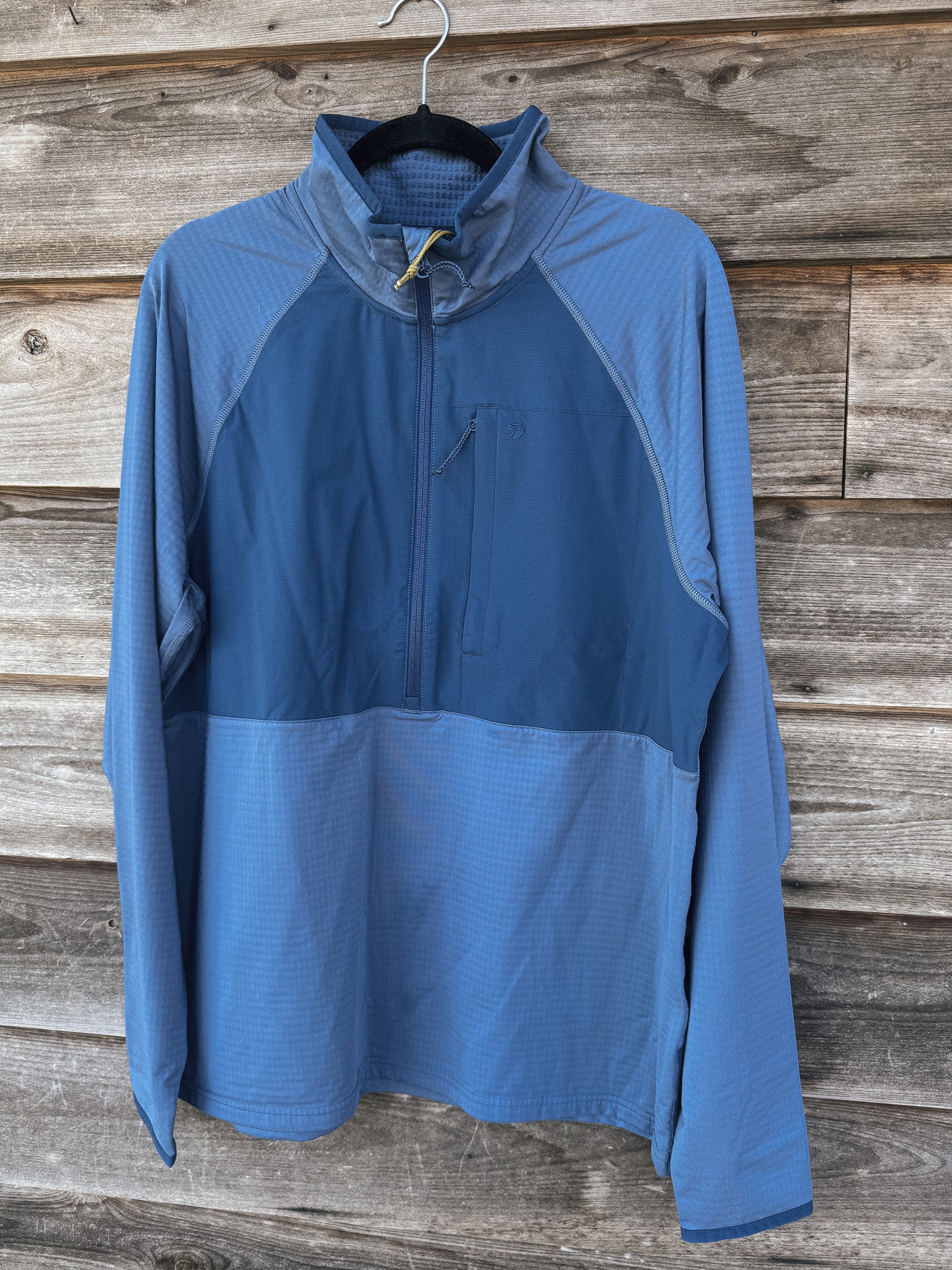 Duck Camp 1/2 Zip Lightweight Grid Tech Fleece Pullover in Bering Sea/Navy - Image 3