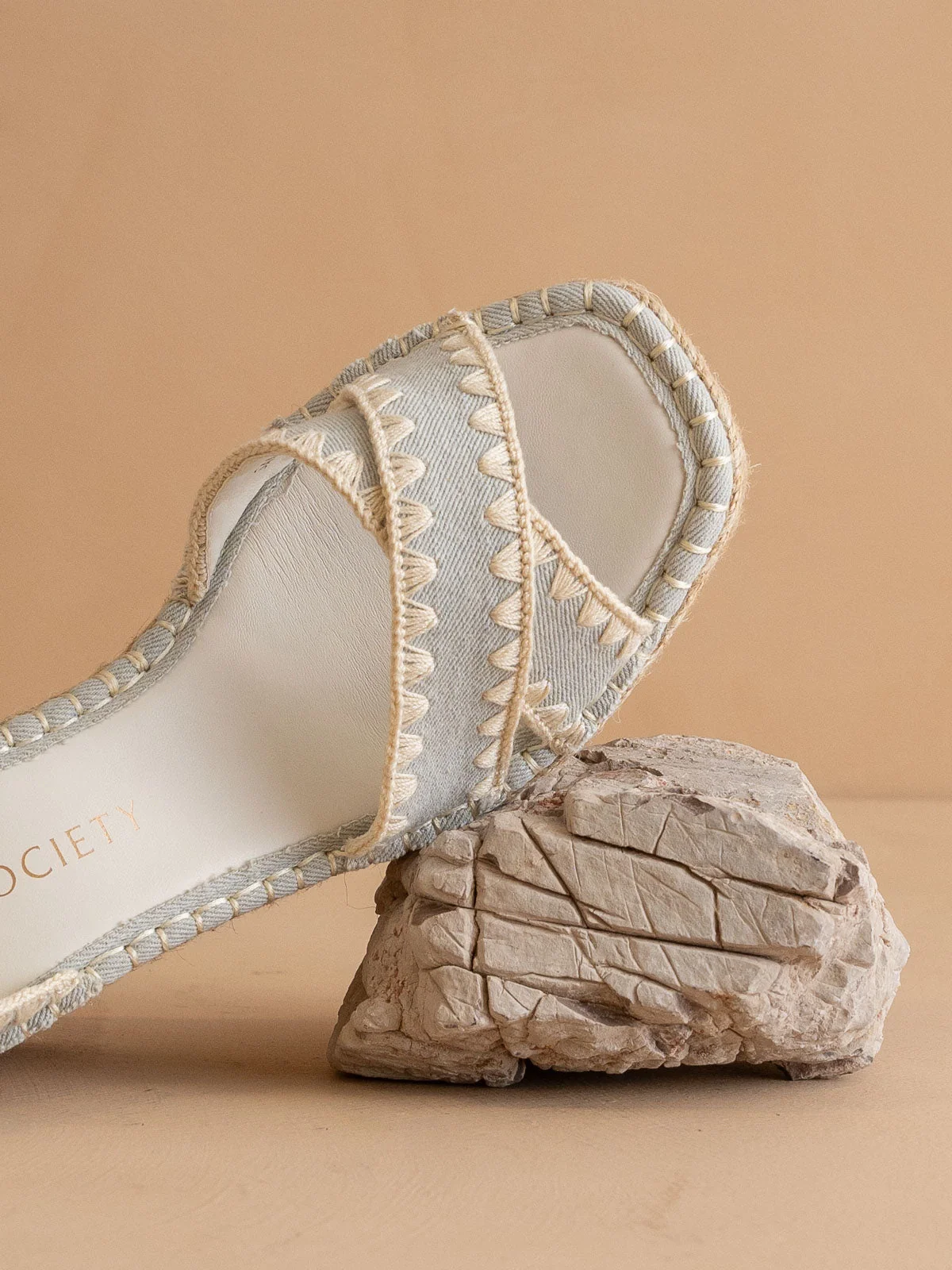 The Essie | Denim Espadrille Slide with Embroidered Straps - Image 4