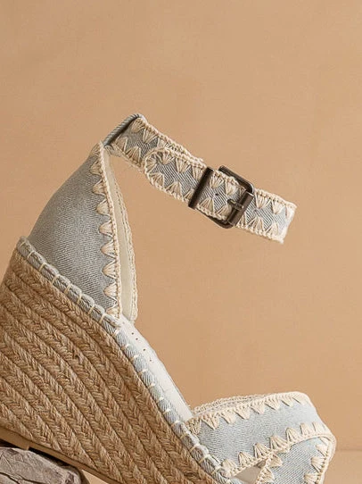 The Essie | Denim Espadrille Slide with Embroidered Straps - Image 6