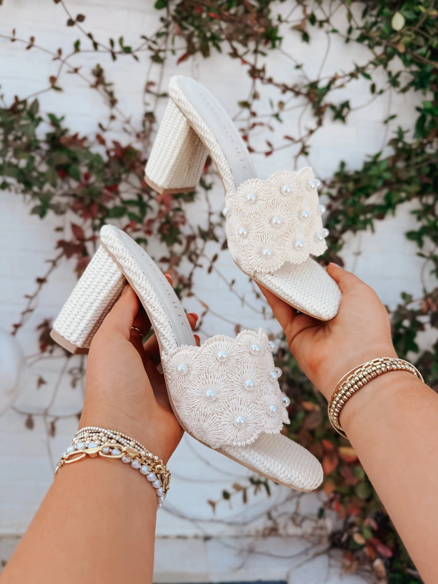 The Holland | Ivory Pearl Raffia Block Heel - Image 14