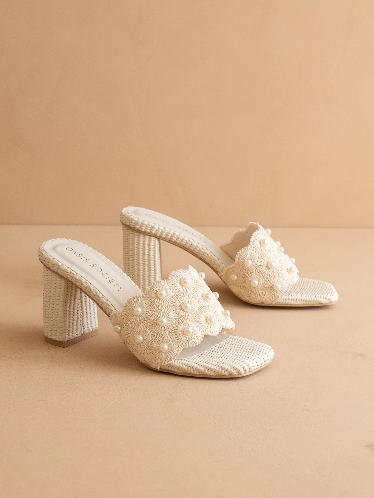The Holland | Ivory Pearl Raffia Block Heel - Image 2