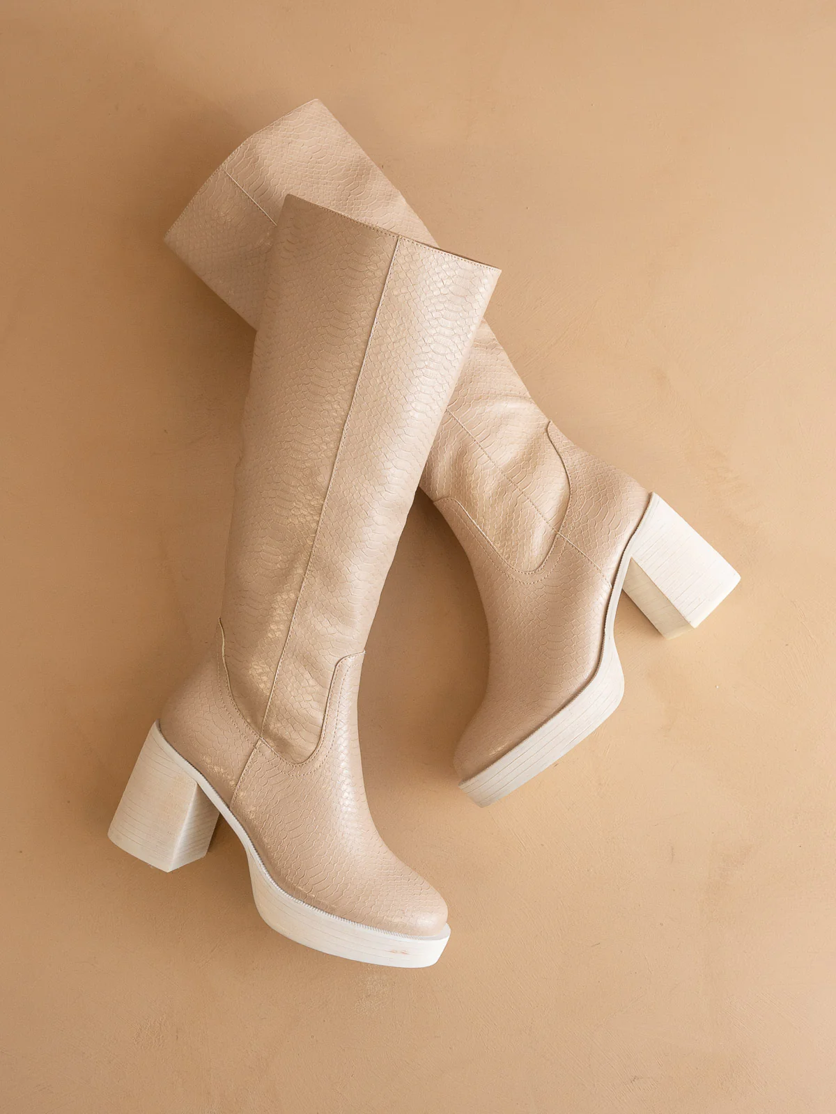 The Juniper | Beige Platform Knee-High Boots - Image 2
