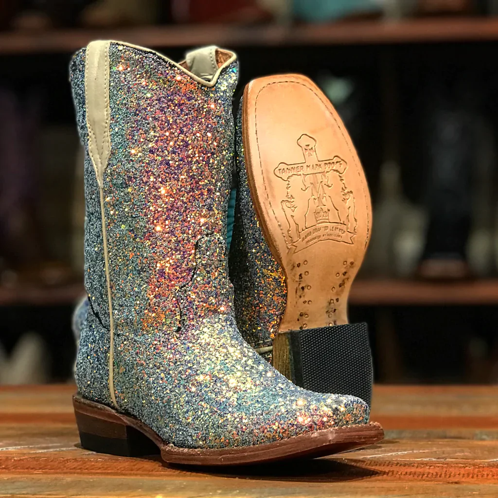 Girl's Tanner Mark Blue Mermaid Glitter Boots - Image 2