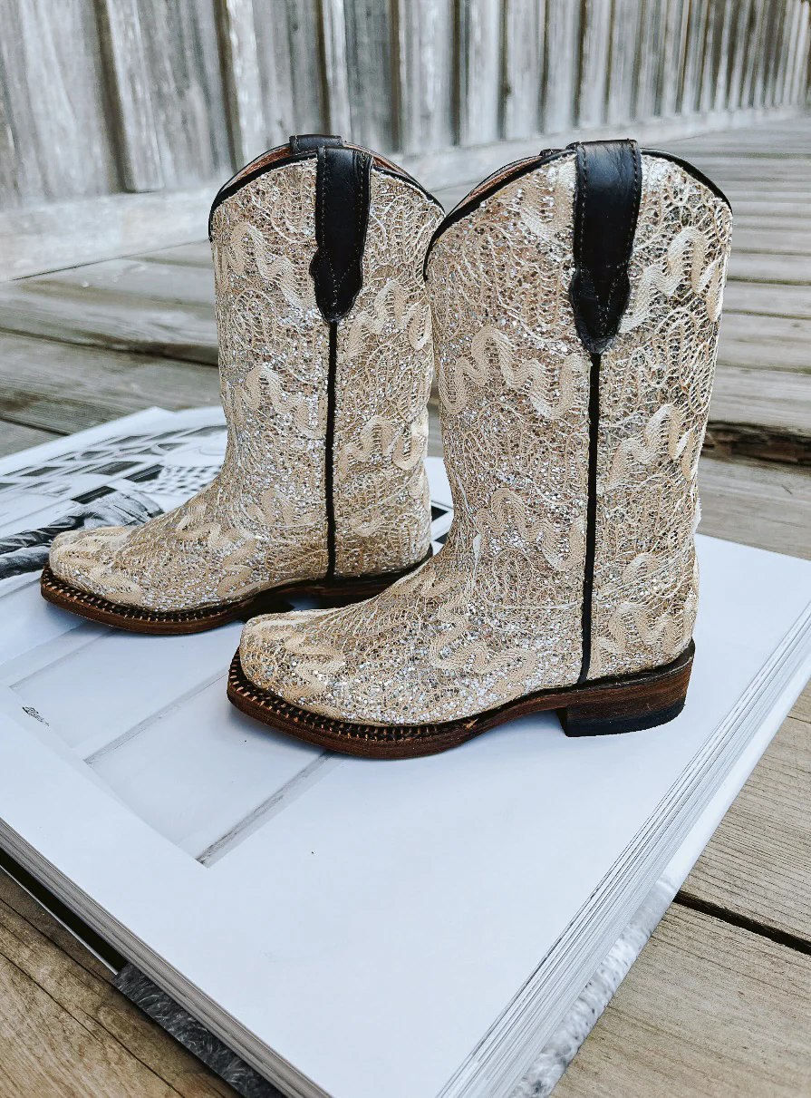 Tanner Mark Girl's Bailey Shimmer Beige Boots - Image 3