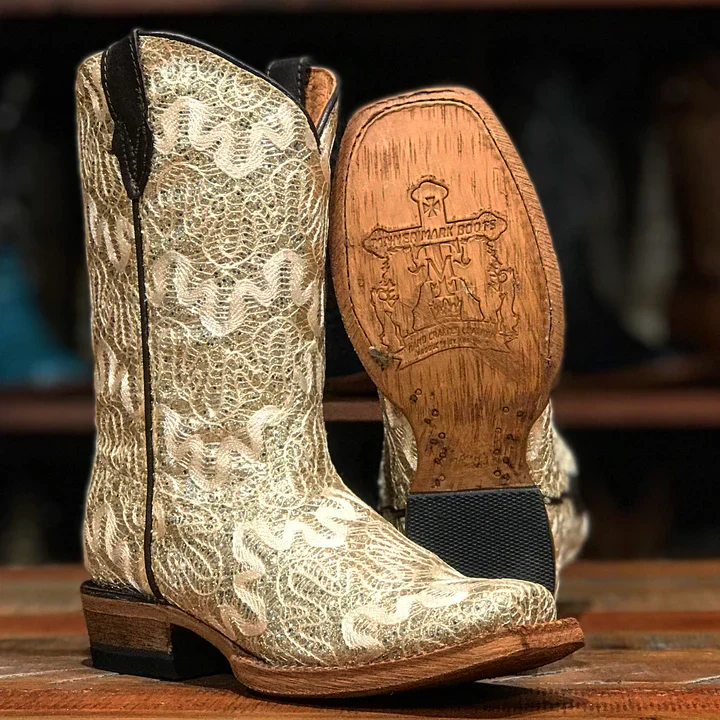 Tanner Mark Girl's Bailey Shimmer Beige Boots - Image 6