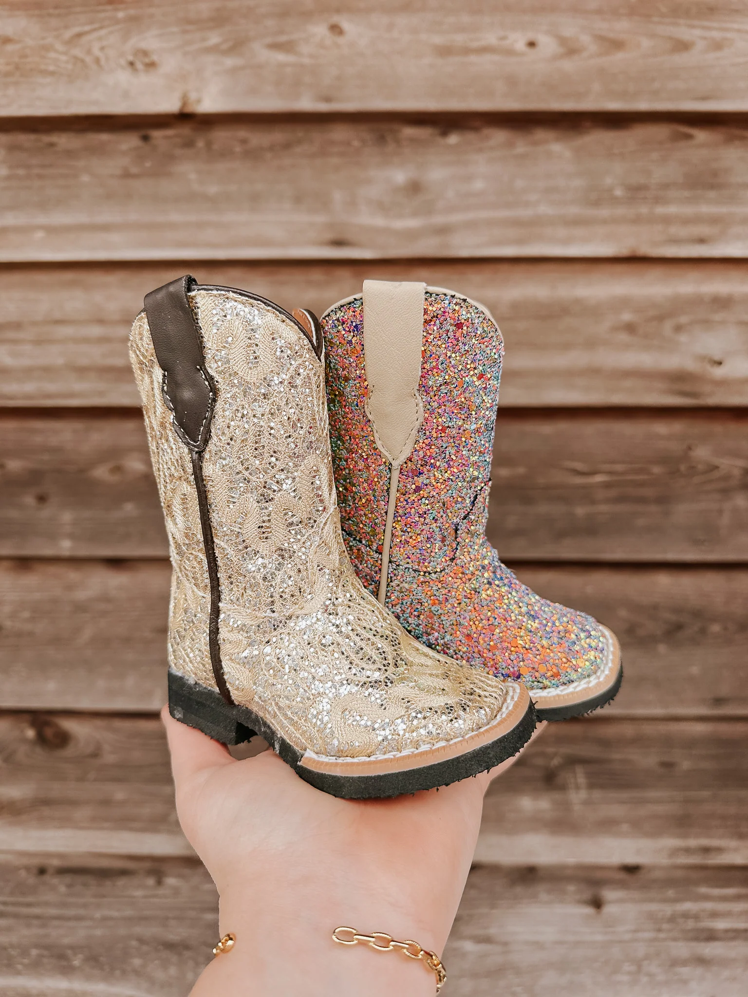 Tanner Mark Girl's Bailey Shimmer Beige Boots - Image 8