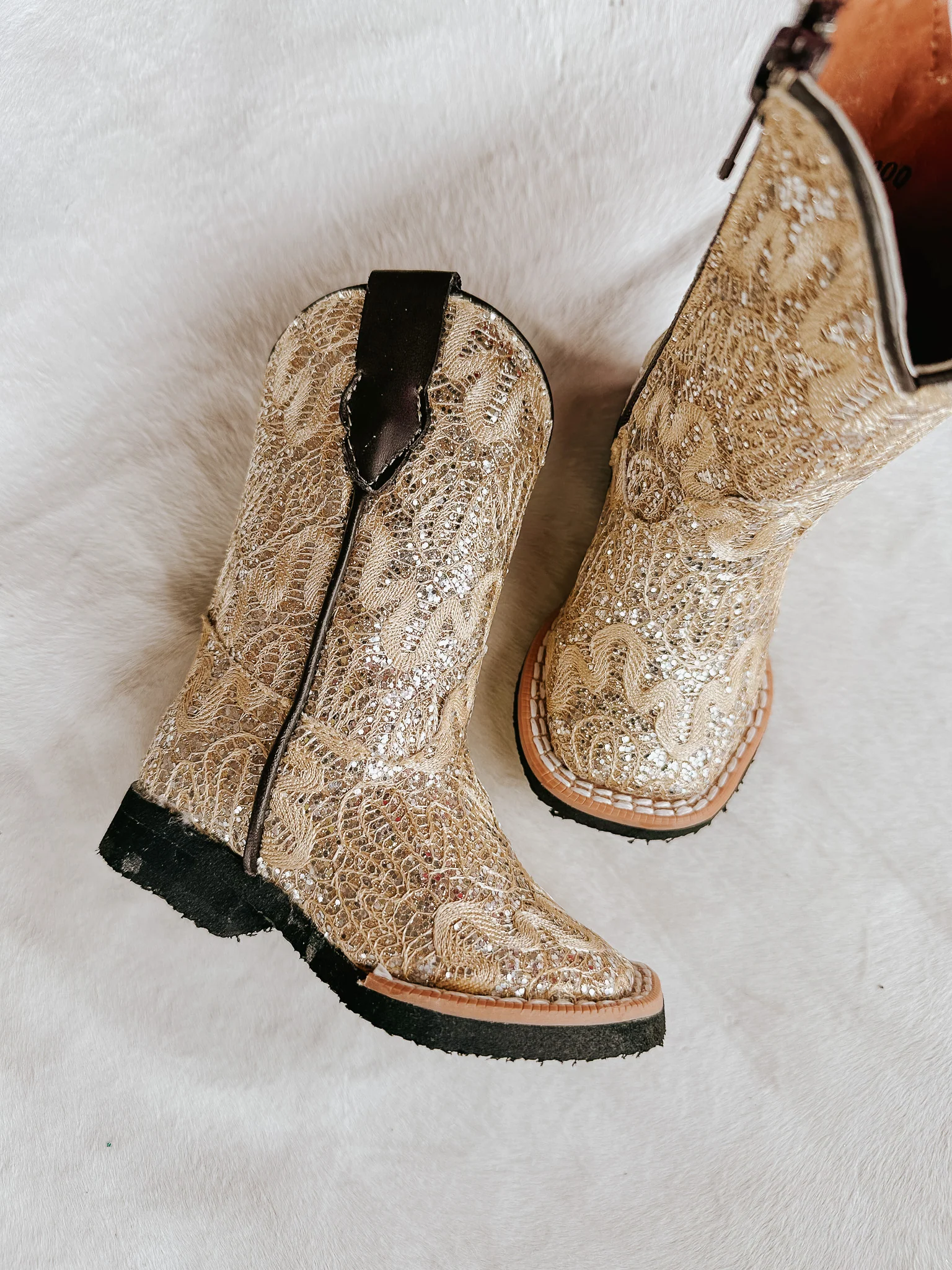 Tanner Mark Girl's Bailey Shimmer Beige Boots - Image 9