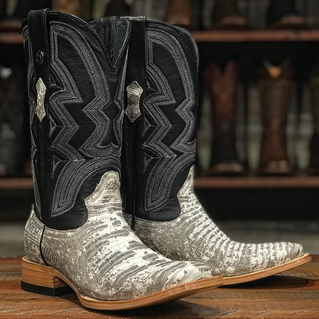 Men's Tanner Mark Teju Lizard Natural/Palermo Black Boots - Image 6