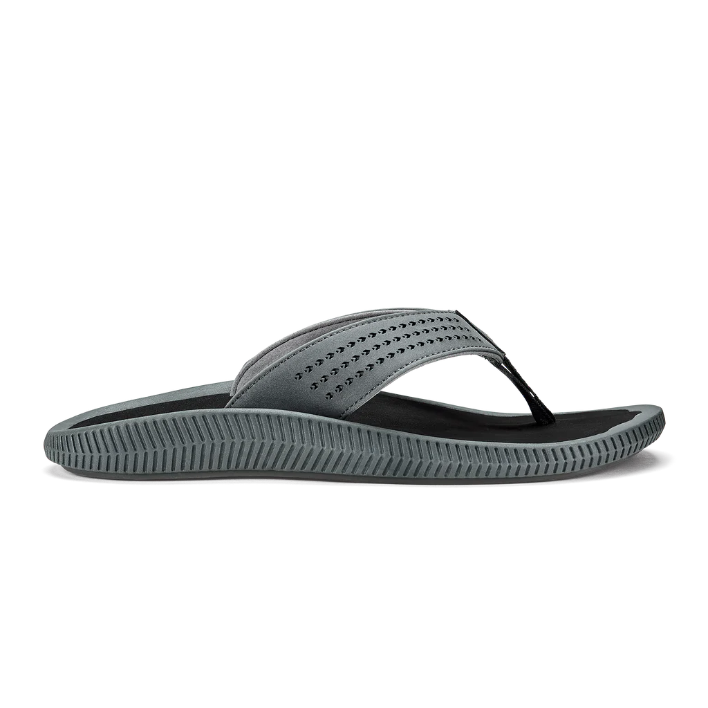 Men's Olukai Ulele Dark Shadow/Black Sandal - Image 3