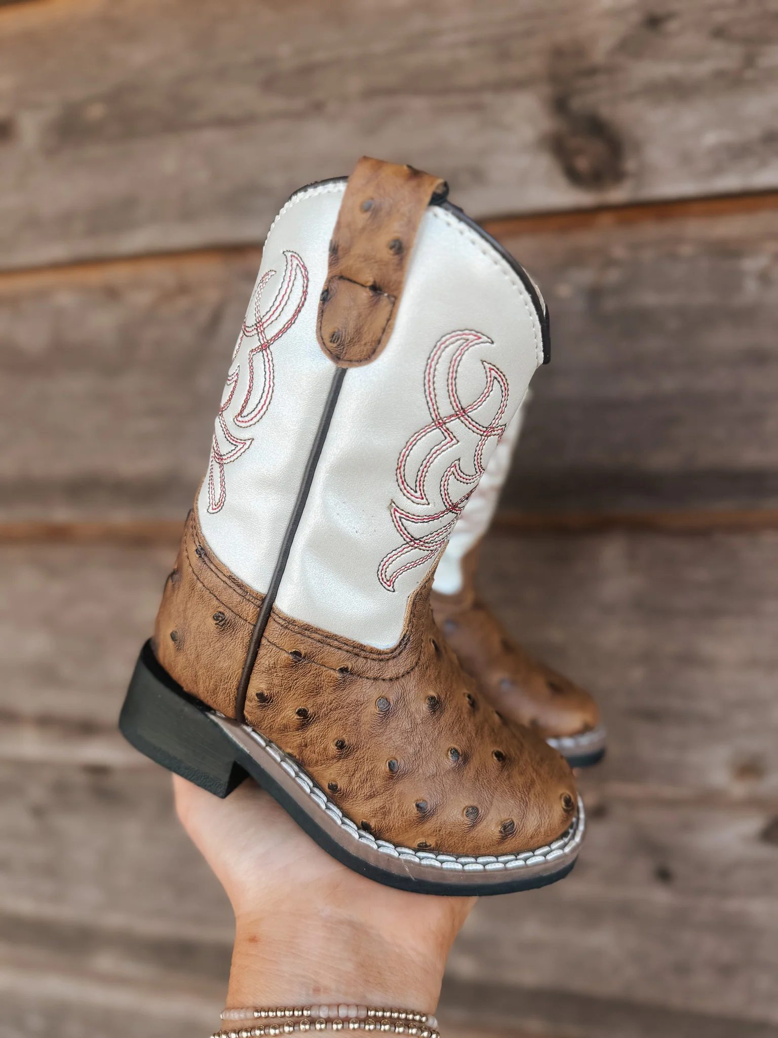 Toddler Old West Ostrich Square Toe Boots - Image 2