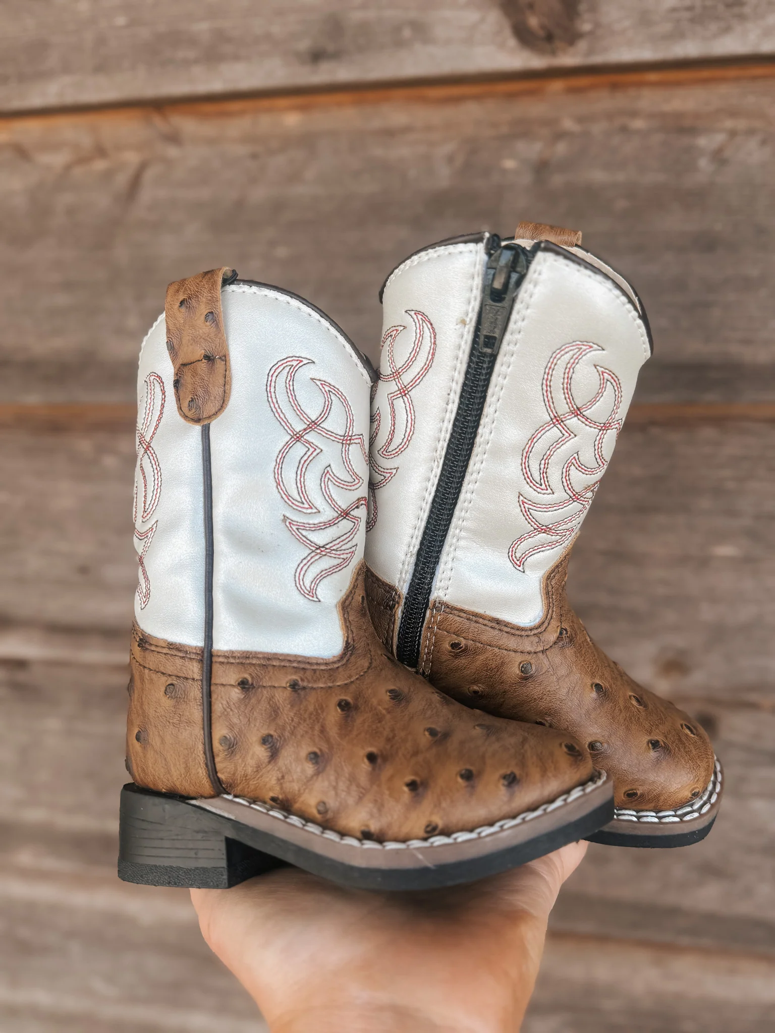Toddler Old West Ostrich Square Toe Boots - Image 3