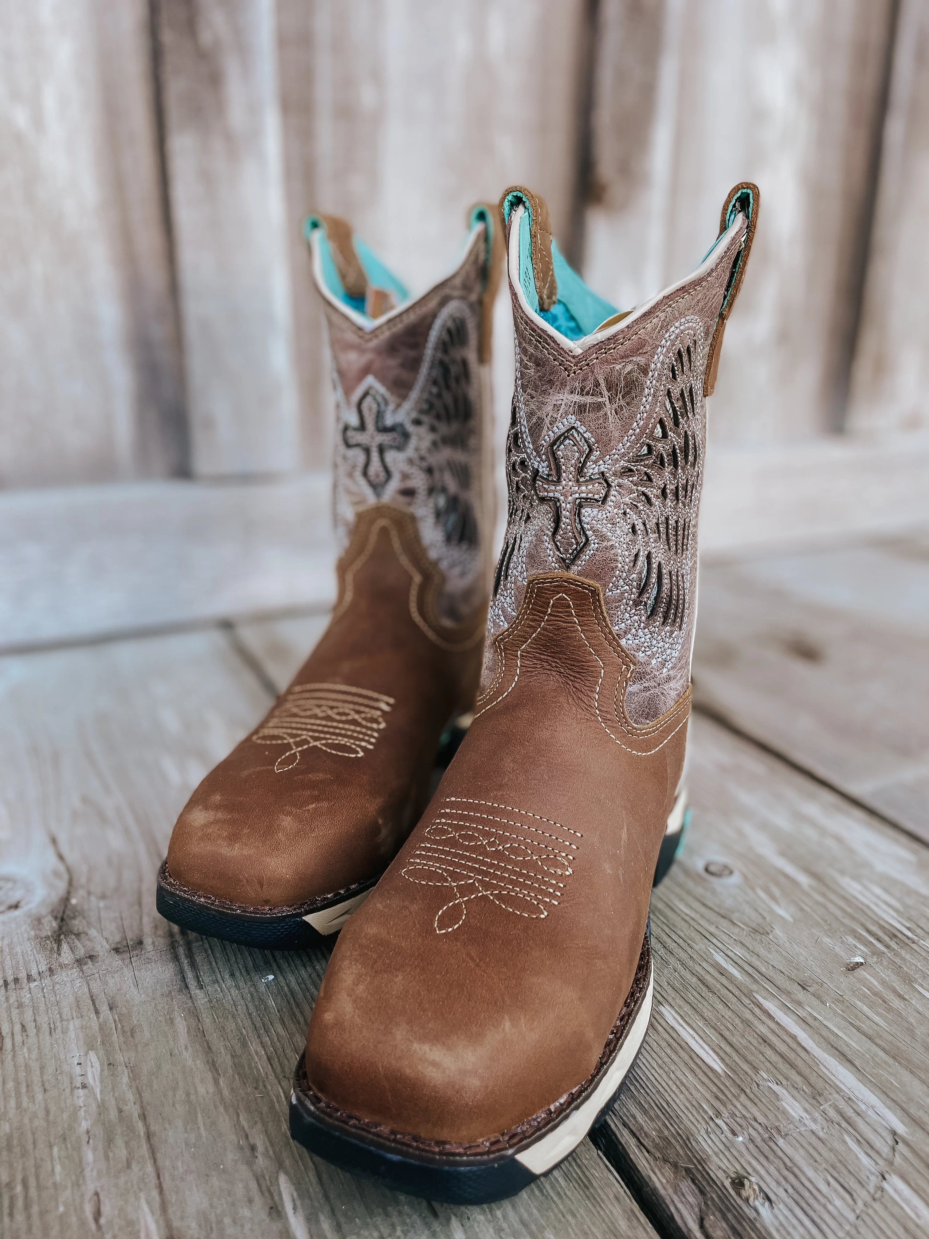 Women's Corral Brown Wing Hydro Resist Safety Toe Work Boots - Image 3