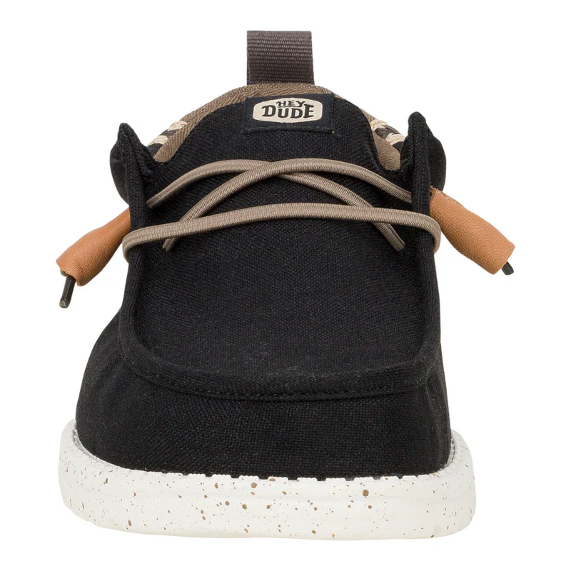 Men's Hey Dude Wally Summer Linen in Black/Walnut - Image 3