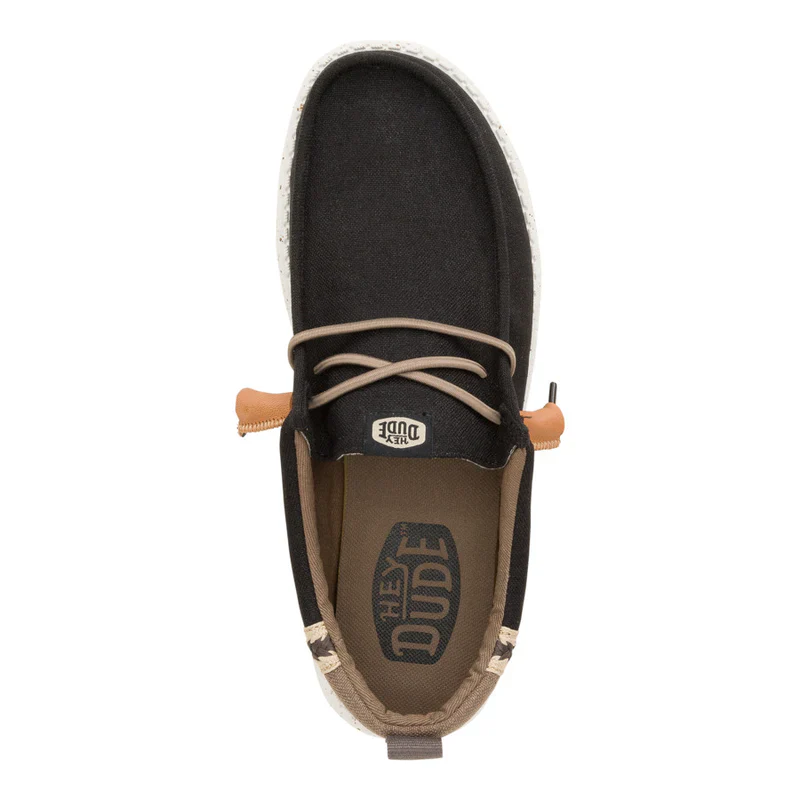 Men's Hey Dude Wally Summer Linen in Black/Walnut - Image 5