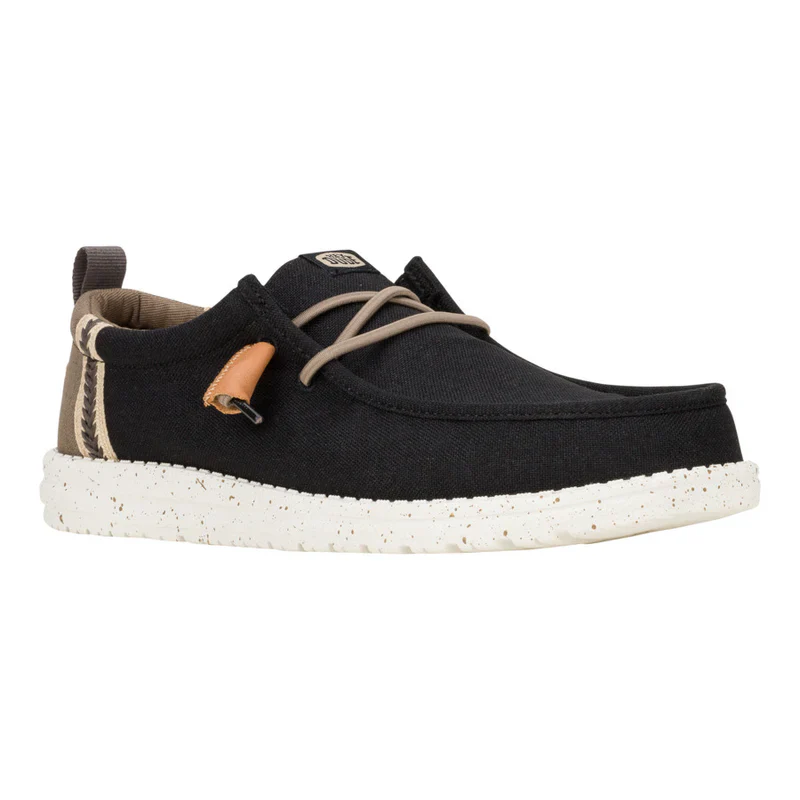 Men's Hey Dude Wally Summer Linen in Black/Walnut - Image 6