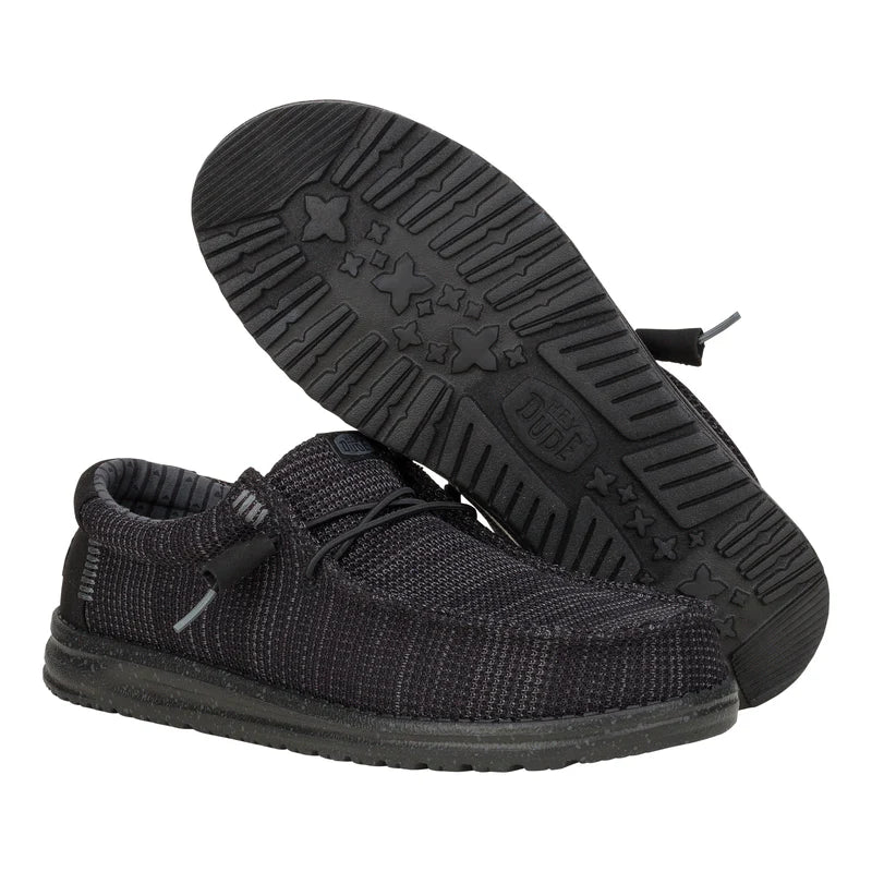 Men's Hey Dude Wally Stretch Sox in Black/Black - Image 10