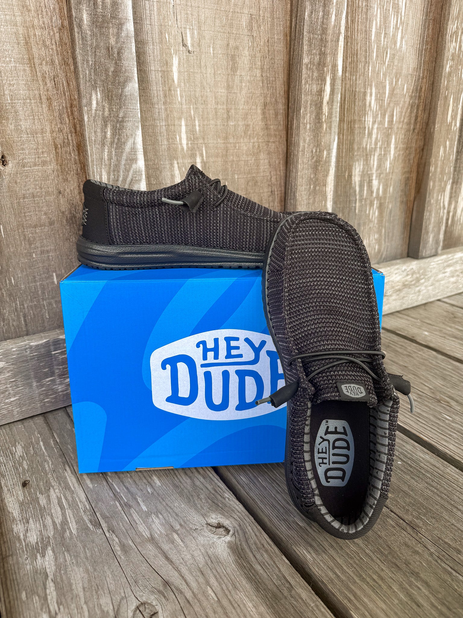 Men's Hey Dude Wally Stretch Sox in Black/Black - Image 3