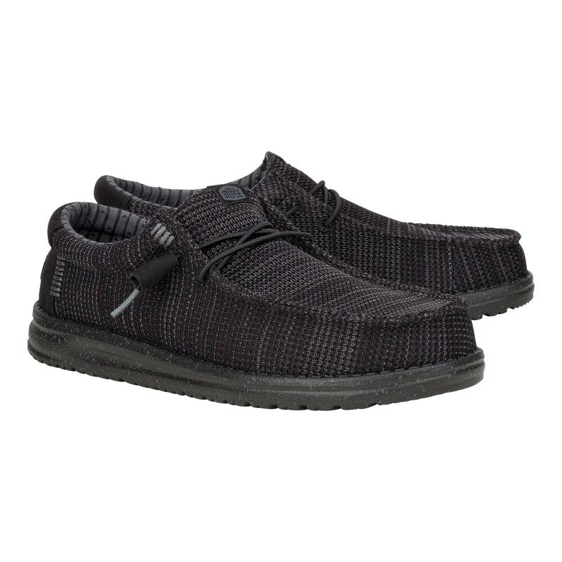 Men's Hey Dude Wally Stretch Sox in Black/Black - Image 4