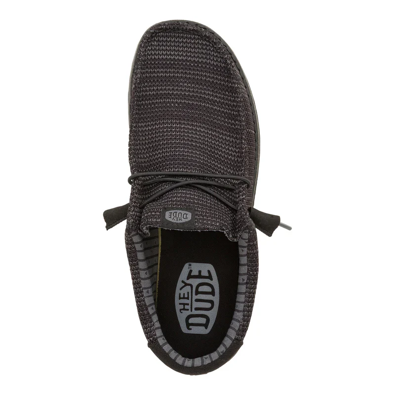 Men's Hey Dude Wally Stretch Sox in Black/Black - Image 8