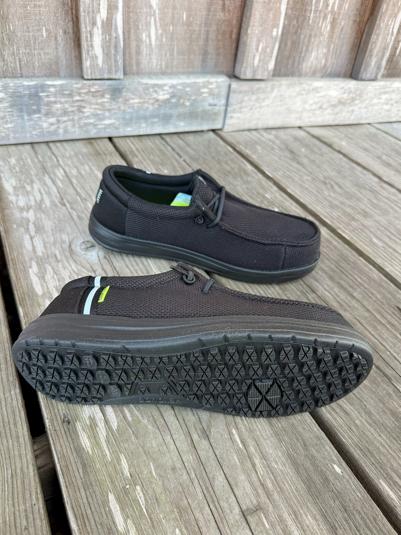 Men's Hey Dude Wally Work Composite Toe Shoes in Black/Black - Image 2