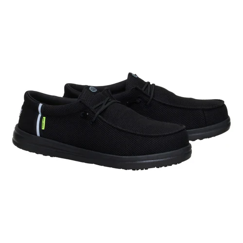 Men's Hey Dude Wally Work Composite Toe Shoes in Black/Black - Image 8