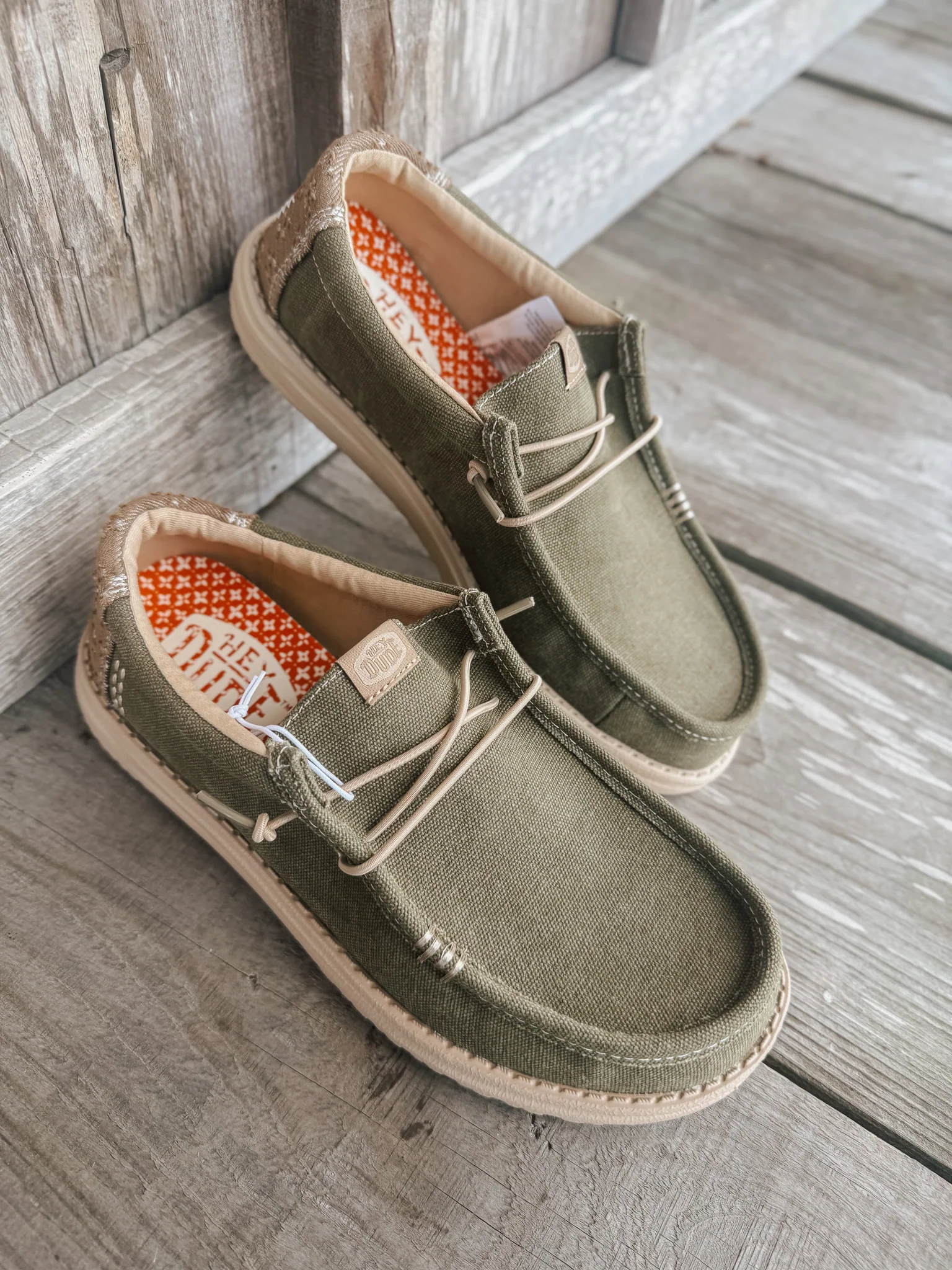 Men's Hey Dude Wally Workwear Dusky Green/Cream - Image 10