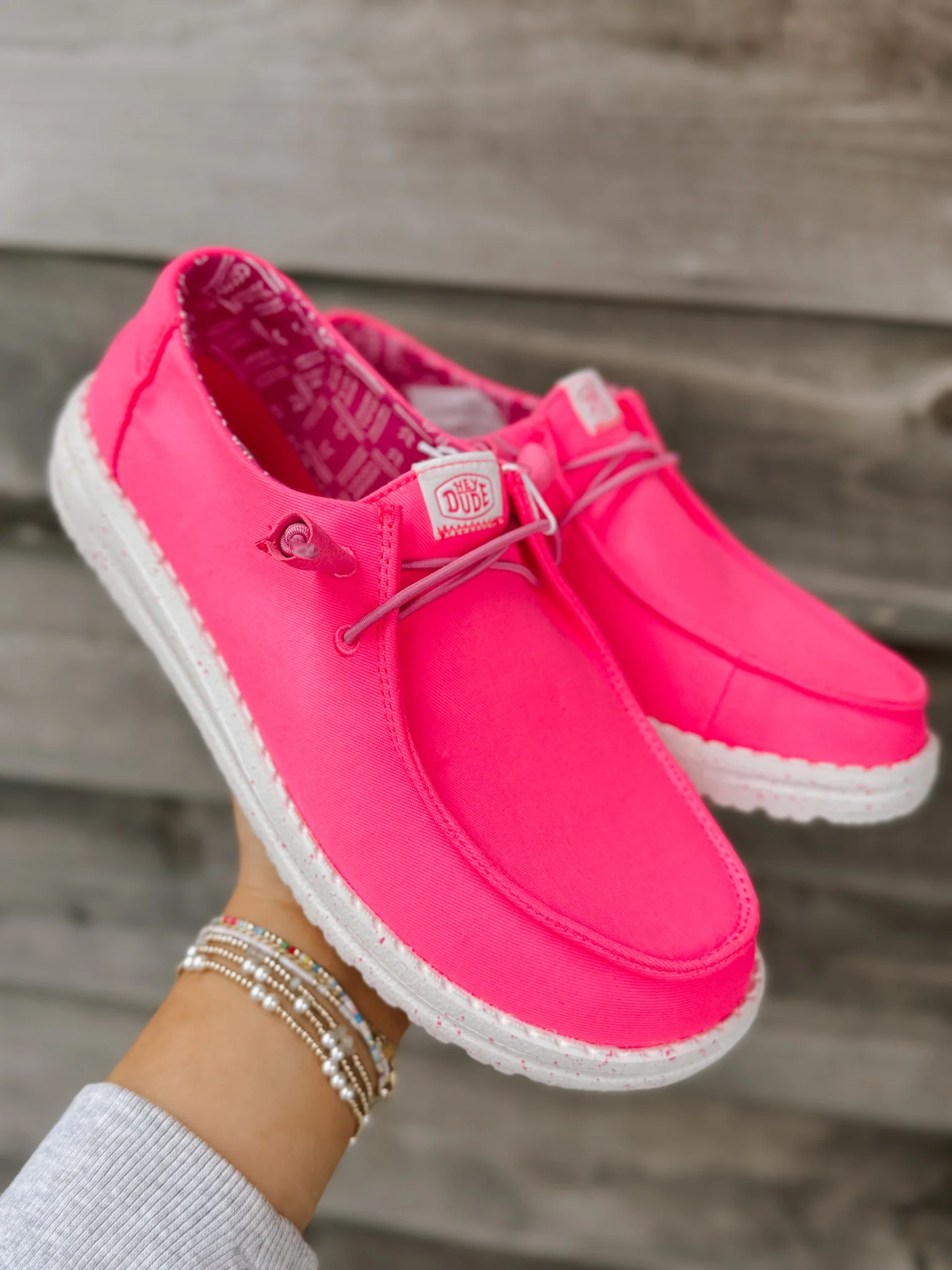 Women's Hey Dude Wendy Stretch Canvas Neon Pink - Image 4