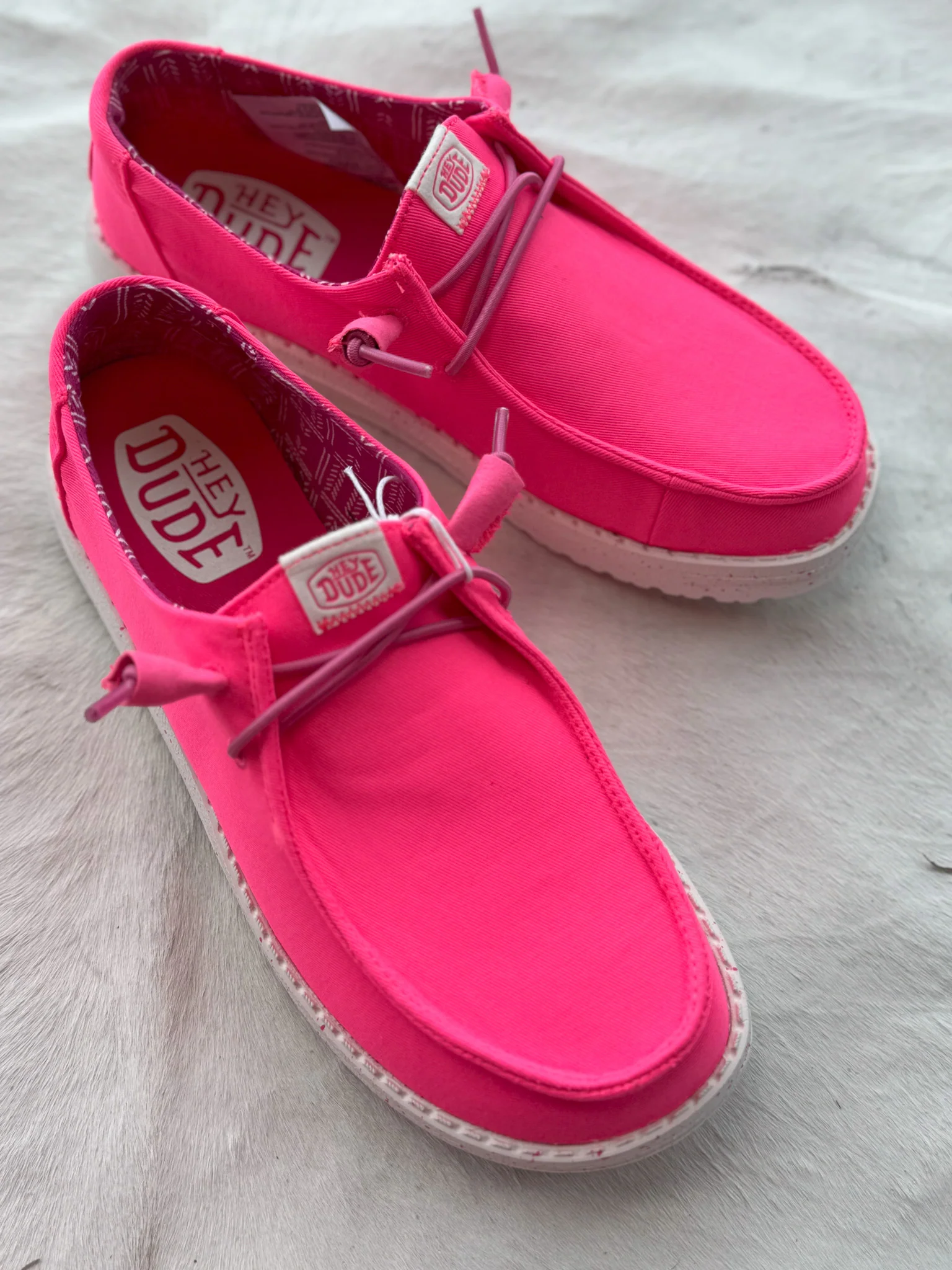 Women's Hey Dude Wendy Stretch Canvas Neon Pink - Image 7