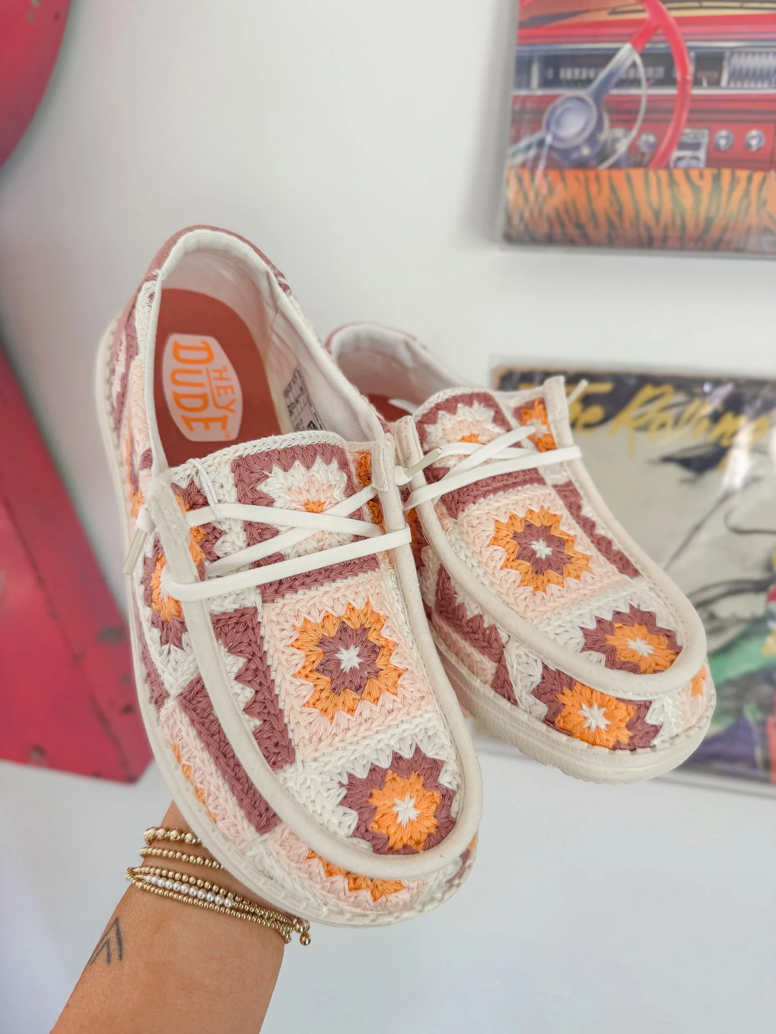 Women's Hey Dude Wendy Cottage Crochet in Petal Pink/Multi - Image 3