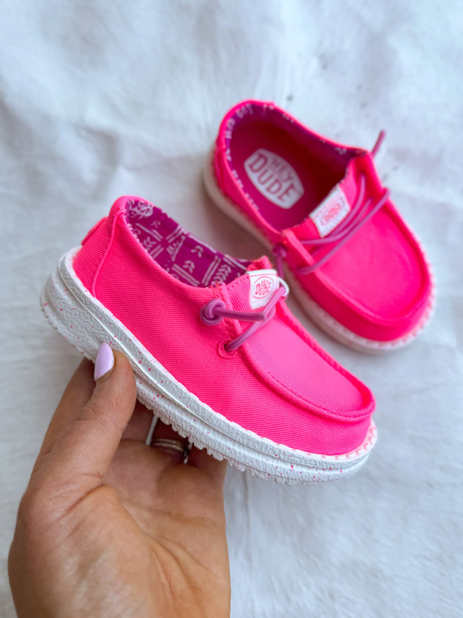 Hey Dude Wendy Youth Canvas Neon Pink - Image 3