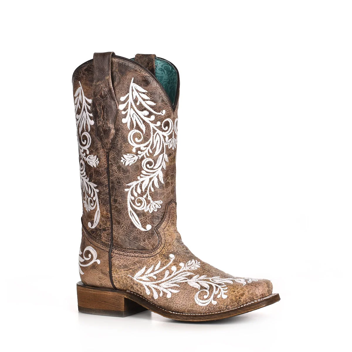 WOMEN'S CORRAL BROWN & WHITE EMBROIDERY BOOT - Image 4
